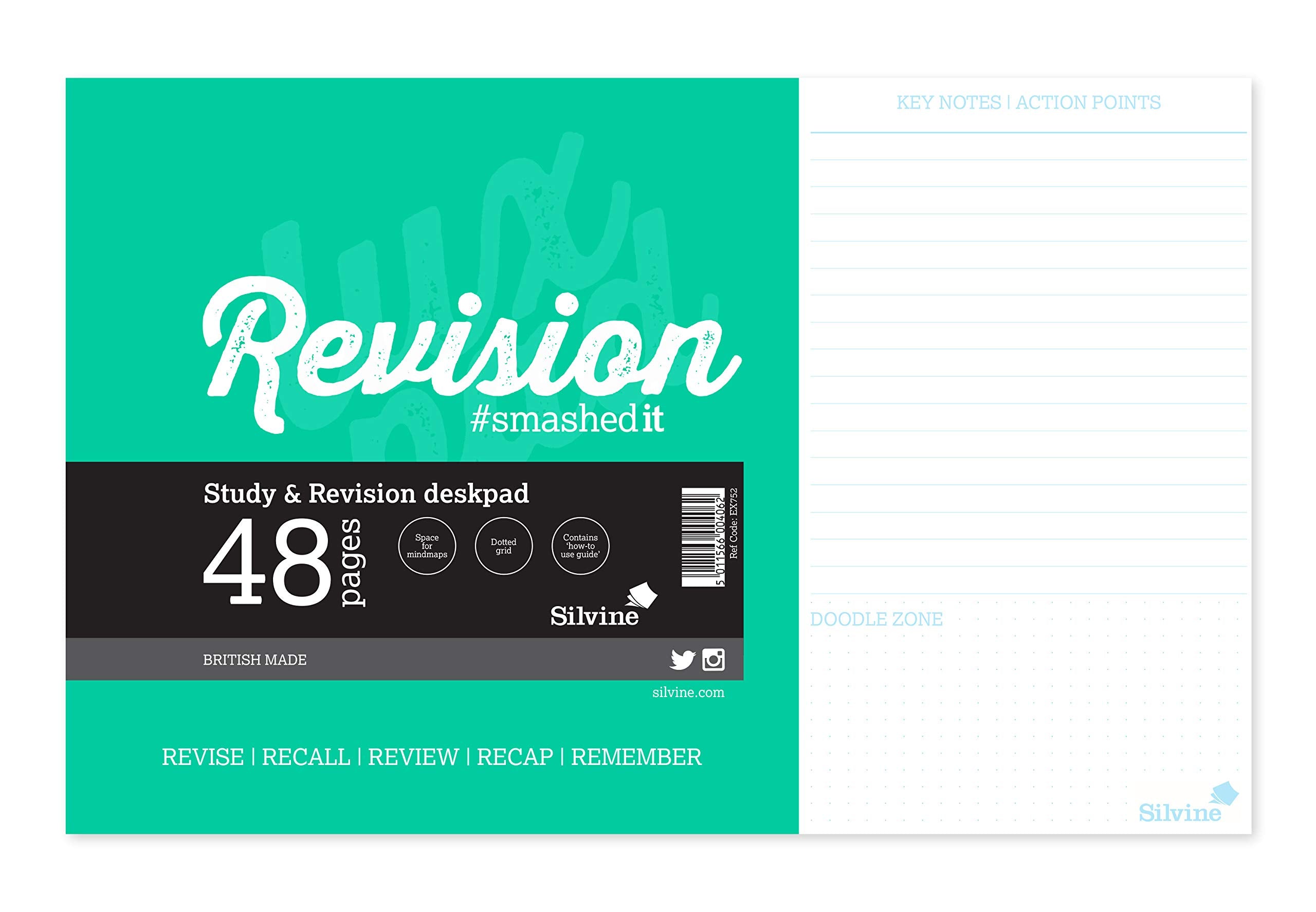 Silvine Luxpad Gluebound Desk Pad - 48 Pages Revision & Study | 360 x 230mm | White 1