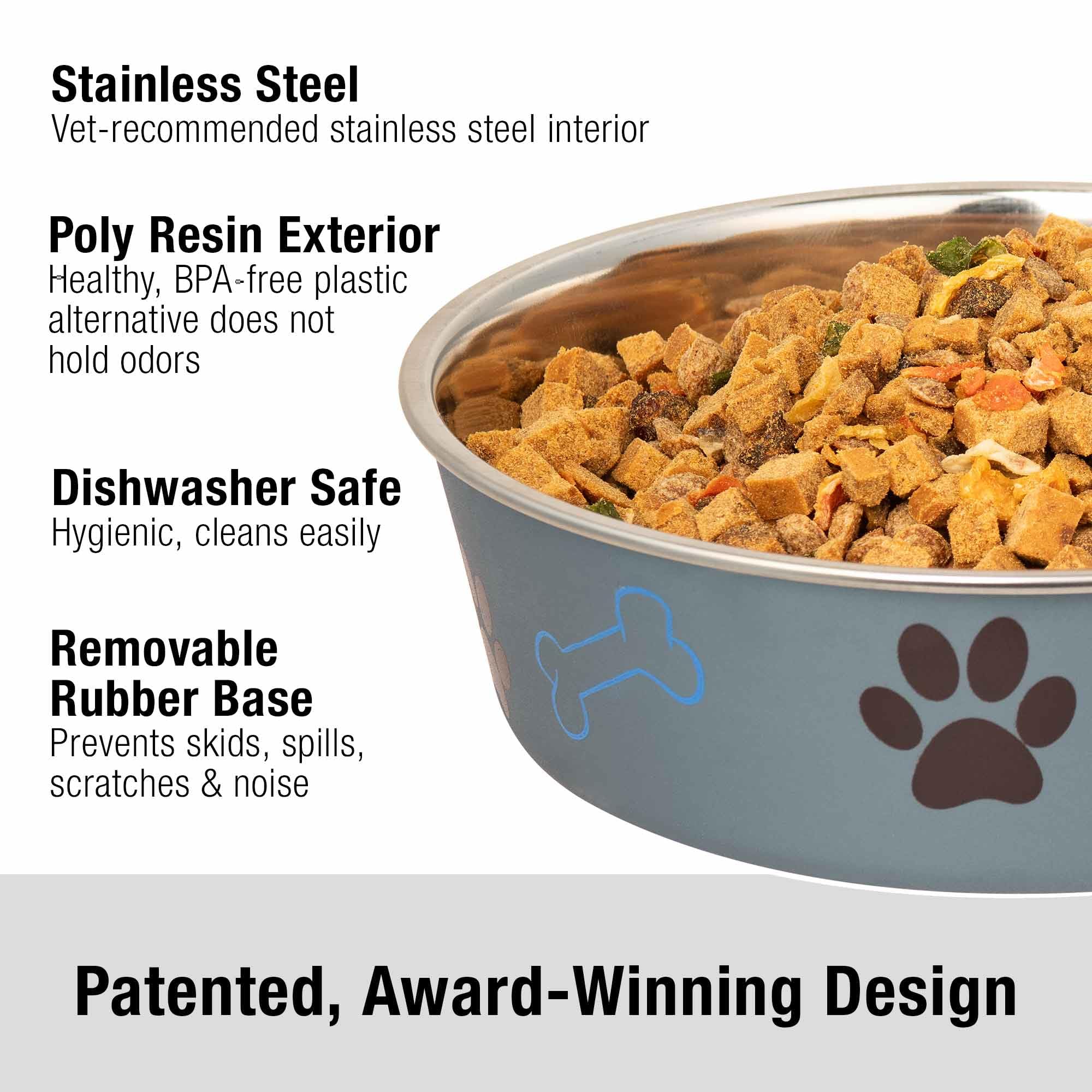 LOVING PETS Bella Bowl - Veterinarian Recommended Stainless Steel Dog Bowl | Spill Proof | Extra-Large 2.2 Litre
