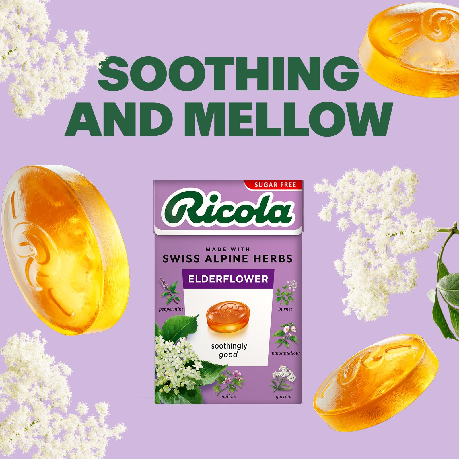 Ricola Elderflower Sugar Free Swiss Herbal Sweets - 10 Count Box | 13 Alpine Herbs 4