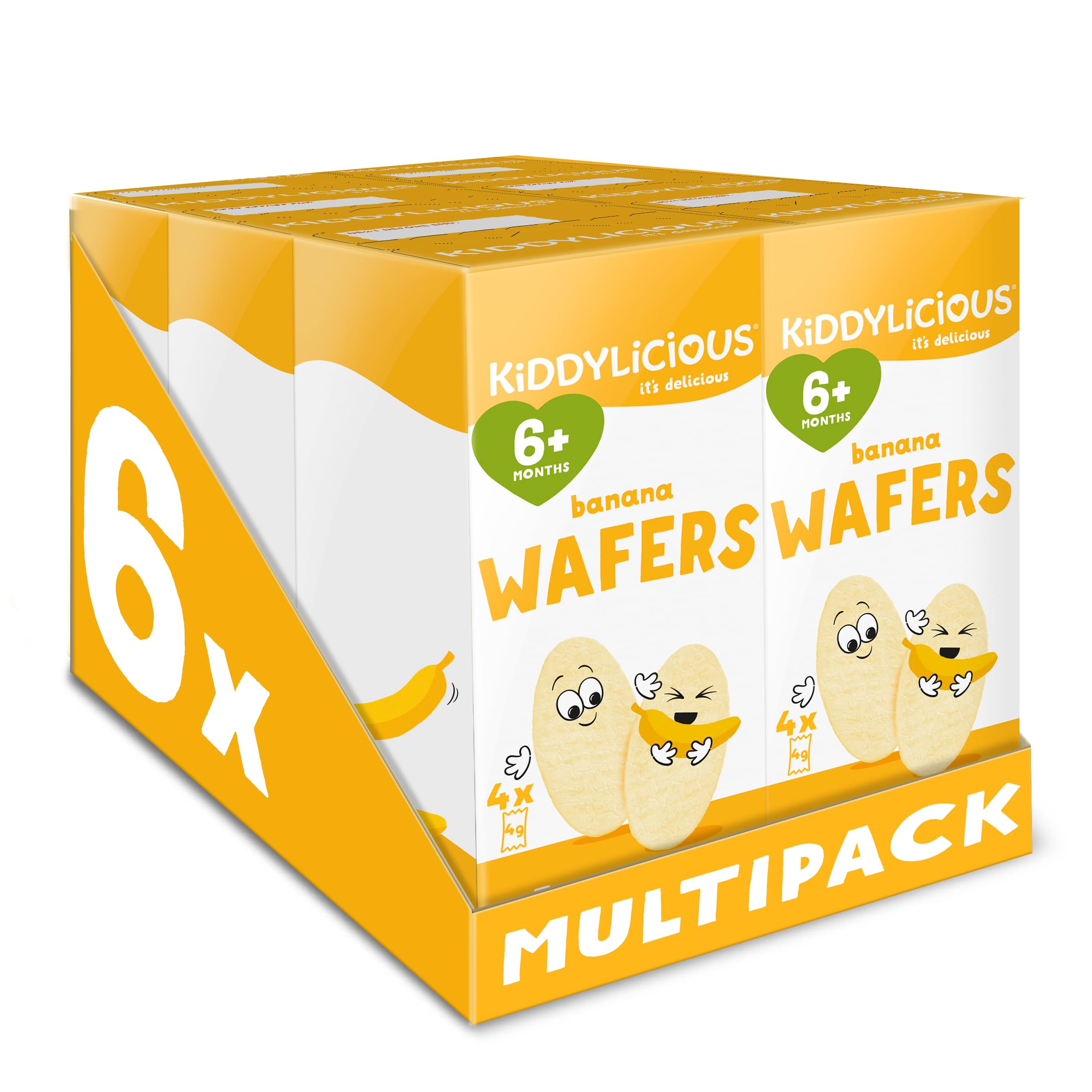 Kiddylicious Banana Mini Wafers - Gluten & Dairy Free Kids Snack | 24 Packs of 4g Twin Packs
