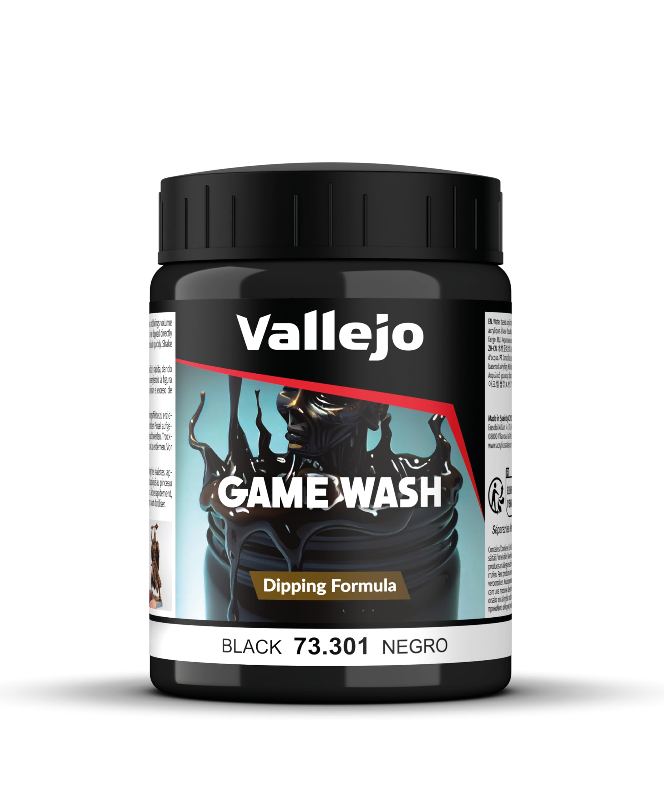 Vallejo Game Wash Acrylic Paint - Black Wash for Easy Shadow Effects | 200ml Liquid Bottle 1