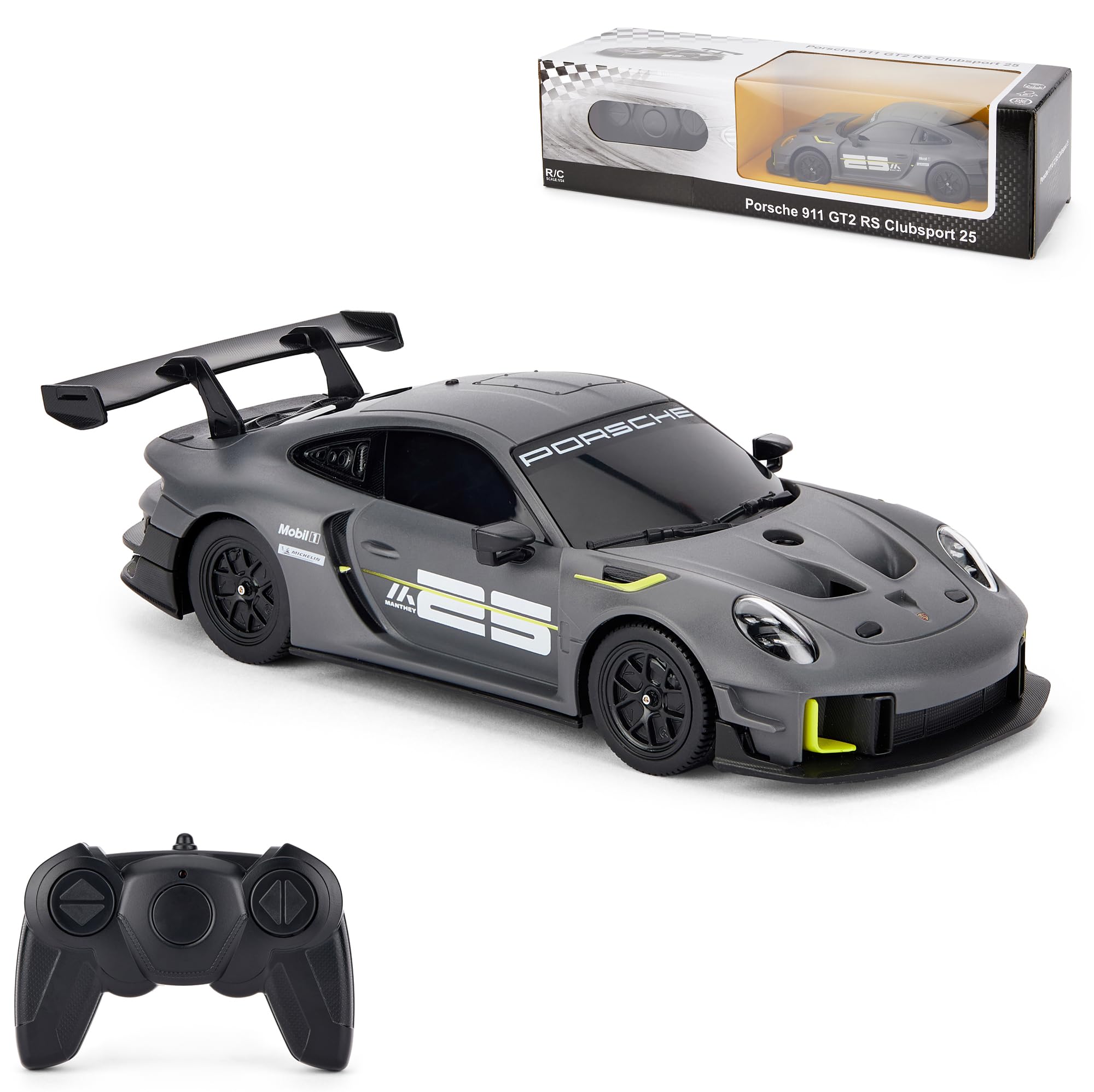 Porsche 911 GT2 RS Clubsport 25 Remote Control Car - 1:24 Scale, Grey 1