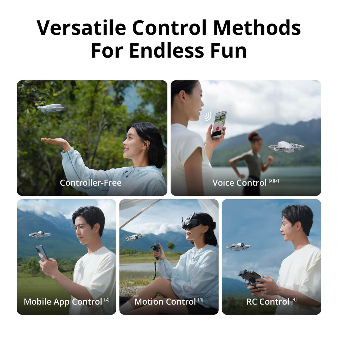 DJI Neo Fly More Combo - 135g Lightweight 4K UHD Camera Drone with Subject Tracking, Palm Takeoff, 3 Batteries & RC-N3 Controller