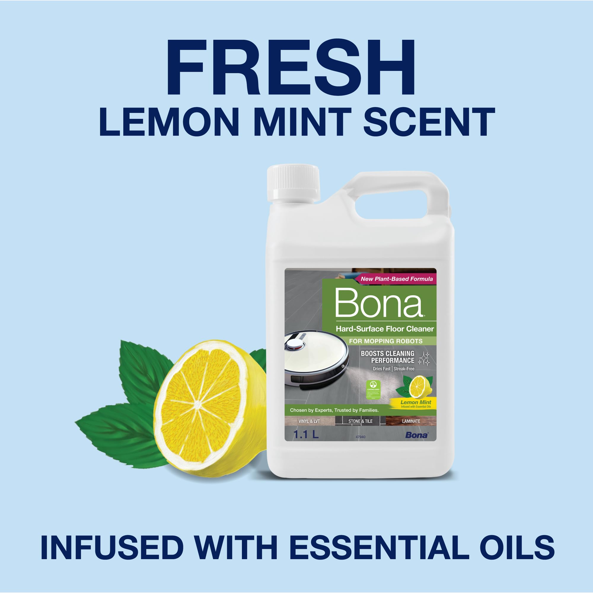 Bona Hard-Surface Floor Cleaner Concentrate for Mopping Robots | 1.1L Lemon Mint 3