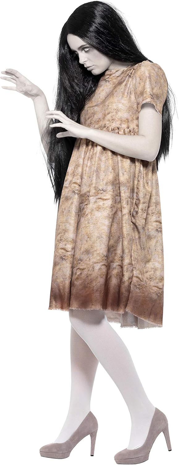 Smiffys Women's Evil Spirit Costume - Grey Decayed Dress & Wig [Model 47561S, Halloween, Themed Parties]