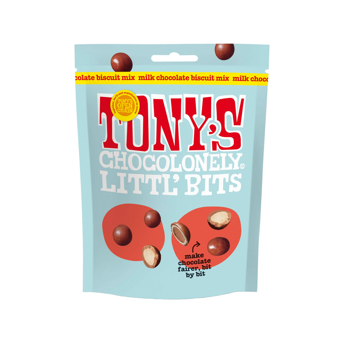 Tony's Chocolonely Littl’ Bits Chocolate Mix Balls - Mini Milk & White Chocolate with Biscuit