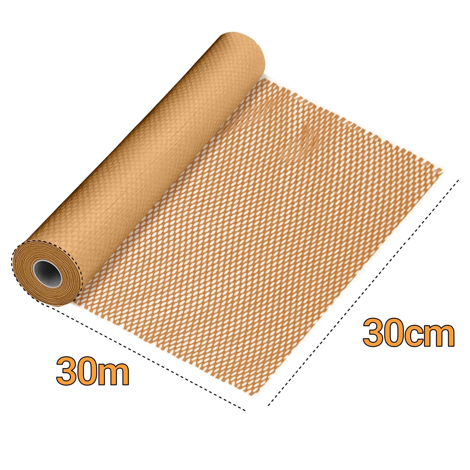 EPACKAGING Honeycomb Cushioning Wrap Roll - Eco-Friendly Kraft Paper for Gifting & Shipping | 30cm x 30m, Brown