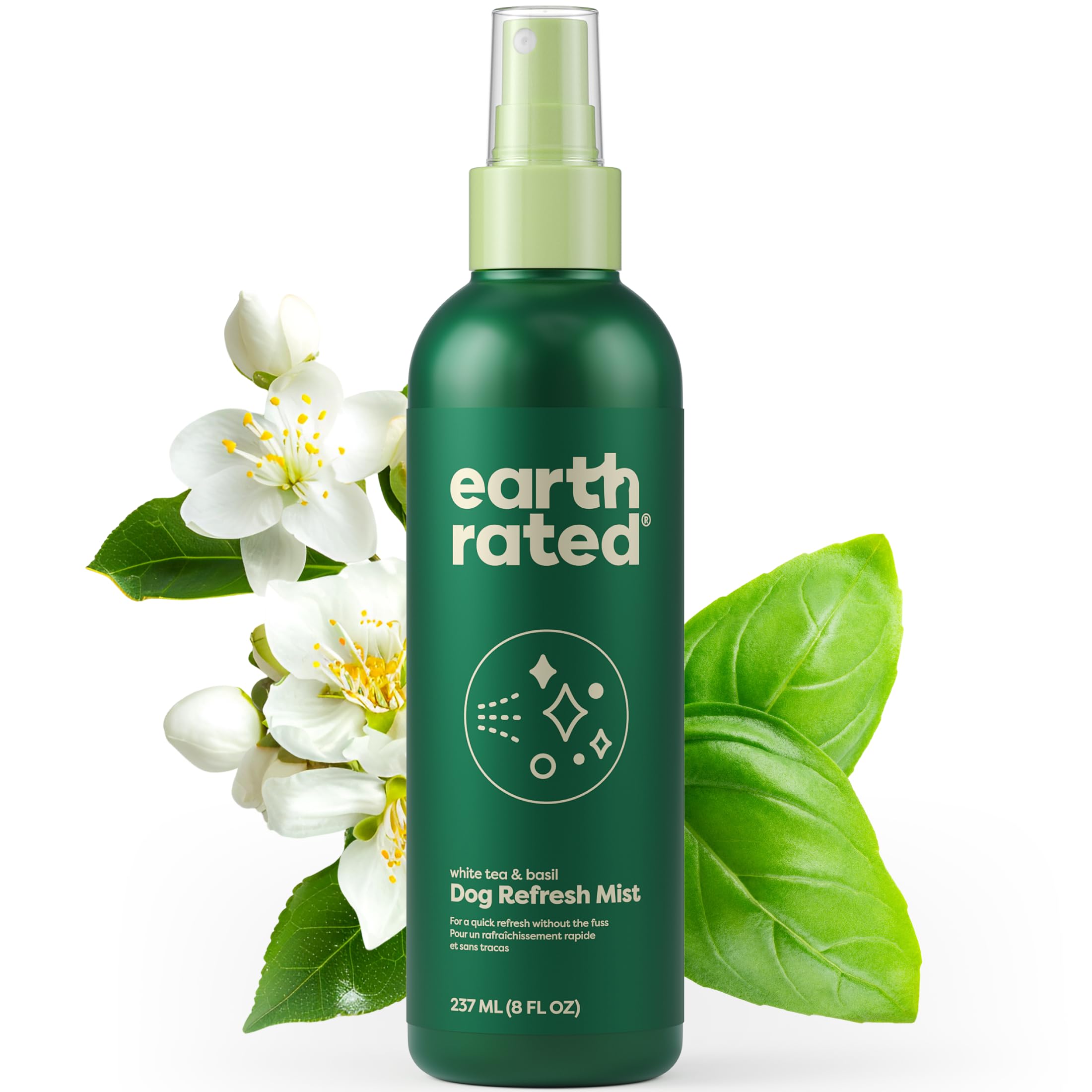 Earth Rated Dog Deodorizing Spray - White Tea & Basil Scent, Conditioning & Detangling | 8 oz