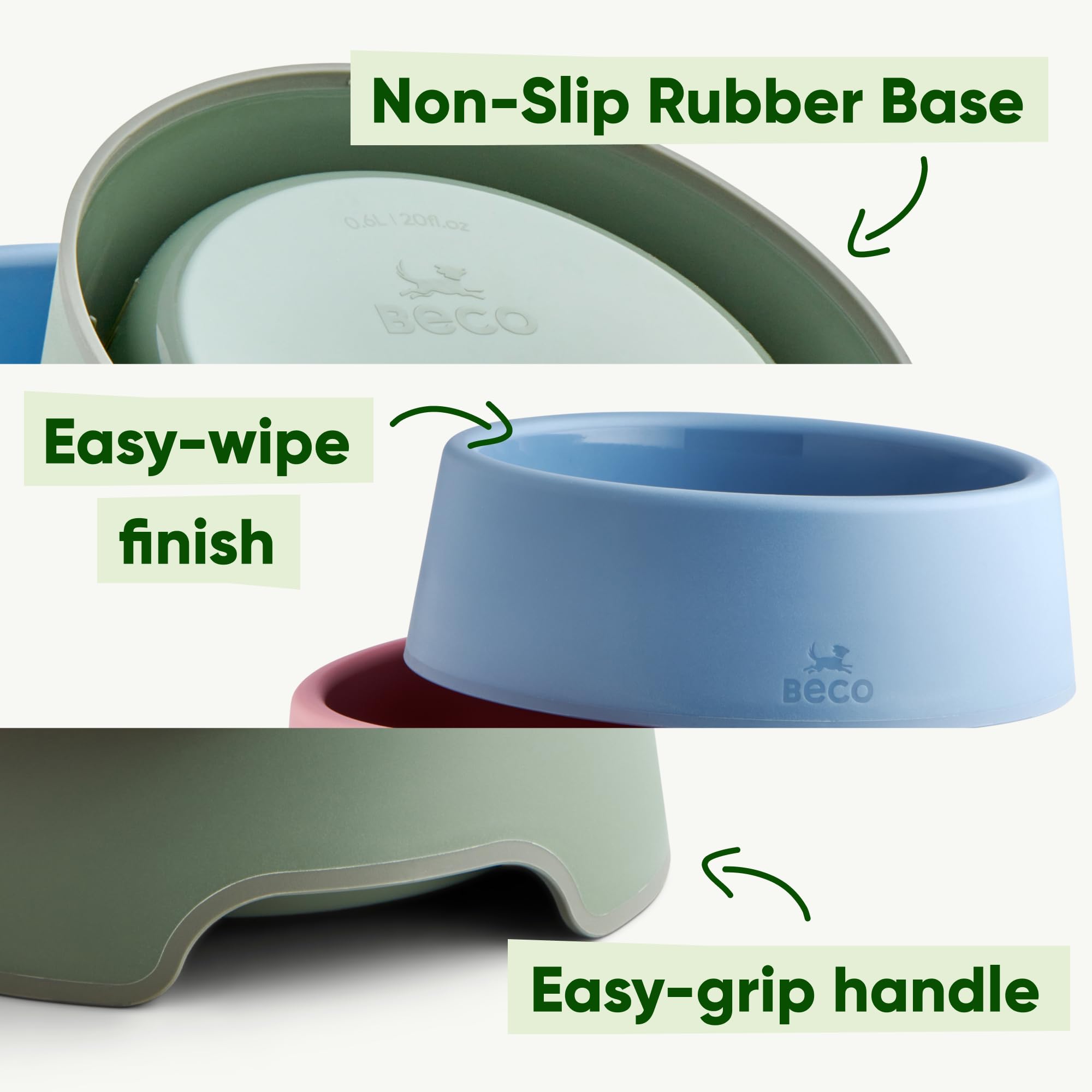 Beco Steady Dog Bowl - Large | Non-Slip, Spill Proof, Recycled Plastic 3