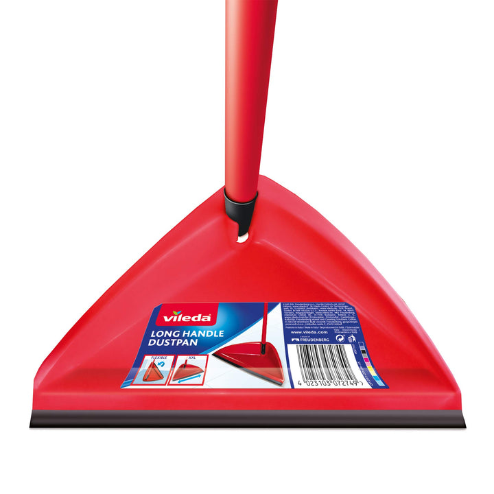 Vileda 3Action Broom Plus Long Handled Dustpan Set, Red