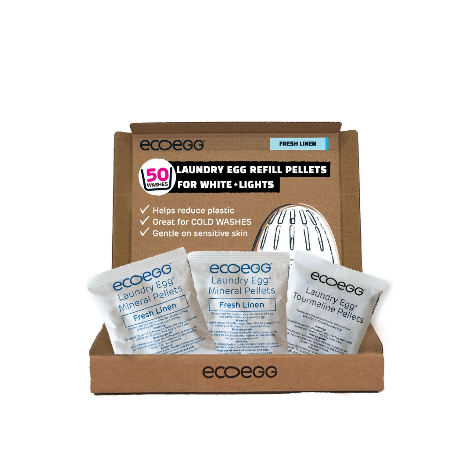 Ecoegg - Laundry Egg Refills for Whites + Lights (50 Washes, Fresh Linen) 1