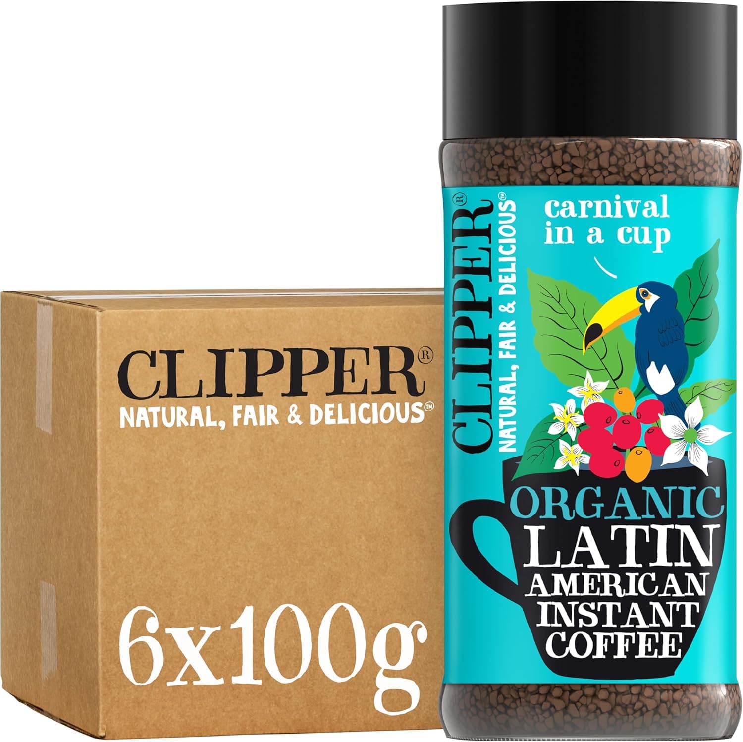 Clipper Natural, Fair & Delicious Latin American Organic Instant Coffee - 6 x 100g Jars | 600g Total 1