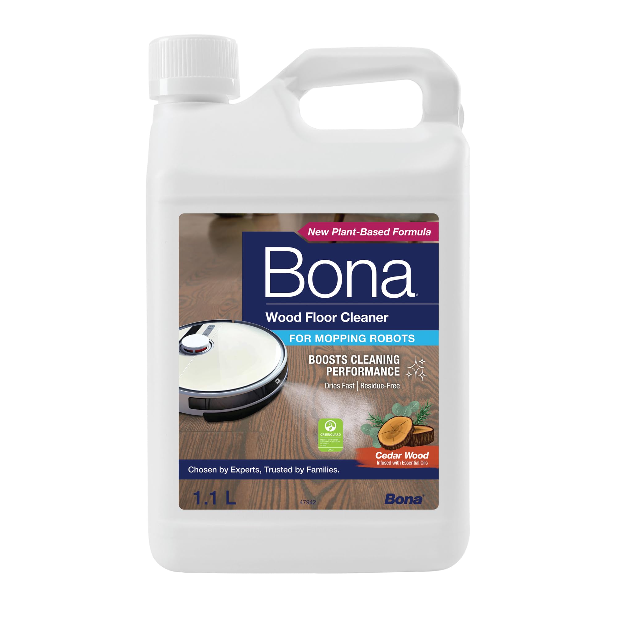 Bona Wood Floor Cleaner Concentrate for Mopping Robots | pH Balanced | Cedar Wood Scent | 1.1 L