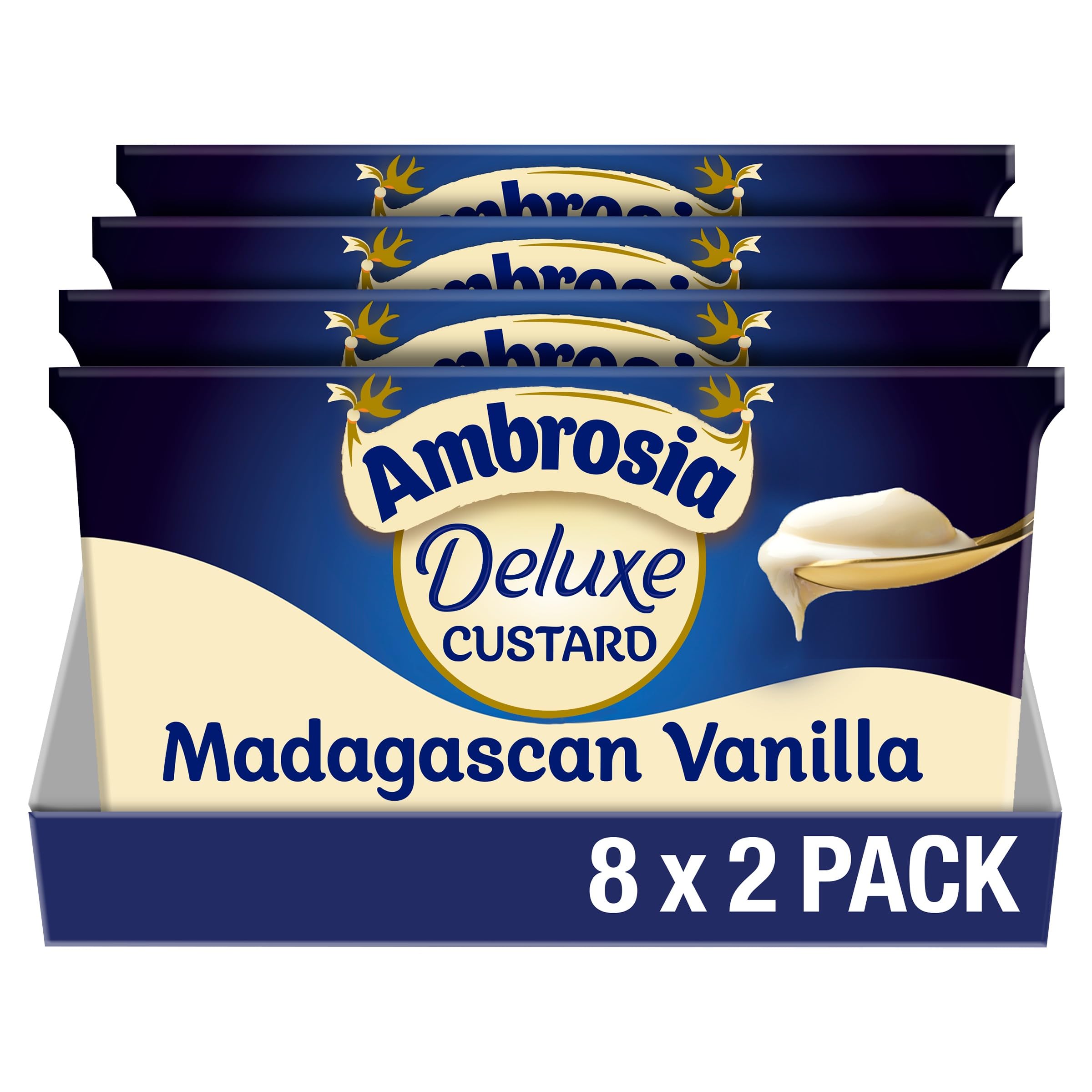 Ambrosia Deluxe Instant Custard Pots, Madagascan Vanilla, Pack of 8 (2 x 120g Pots) 1