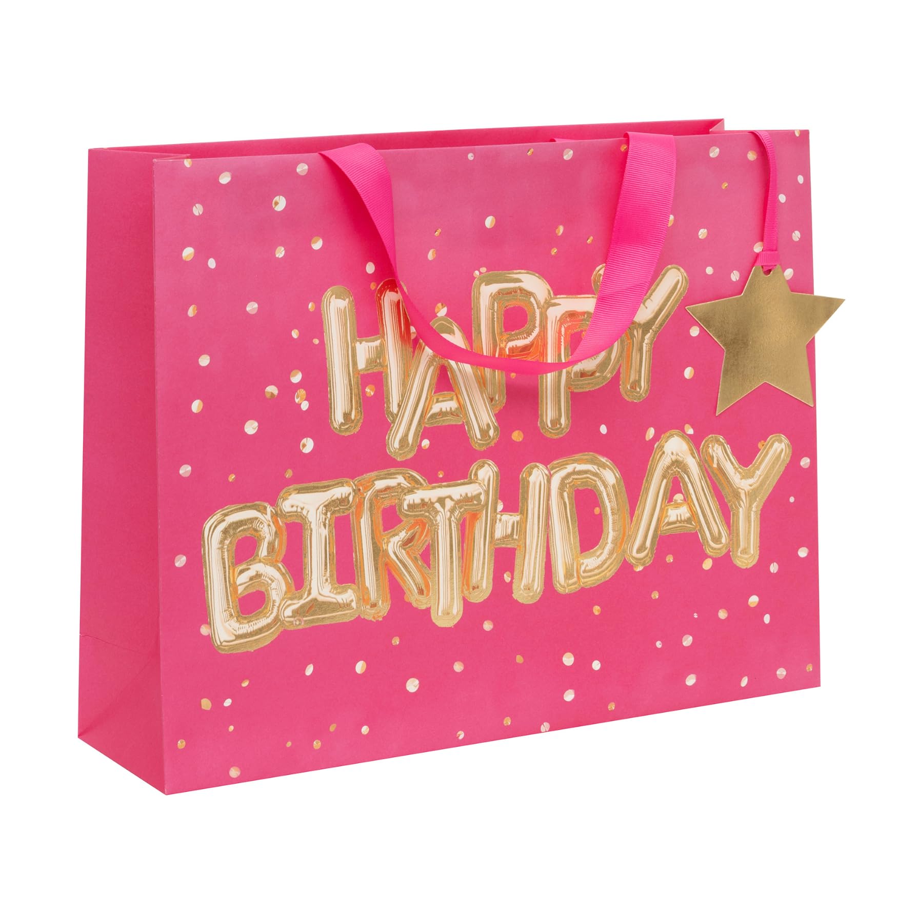 Glick Large Landscape Gift Bag - Helium Happy Birthday Pink | 275x355x100mm | Premium 210GSM Paper 1