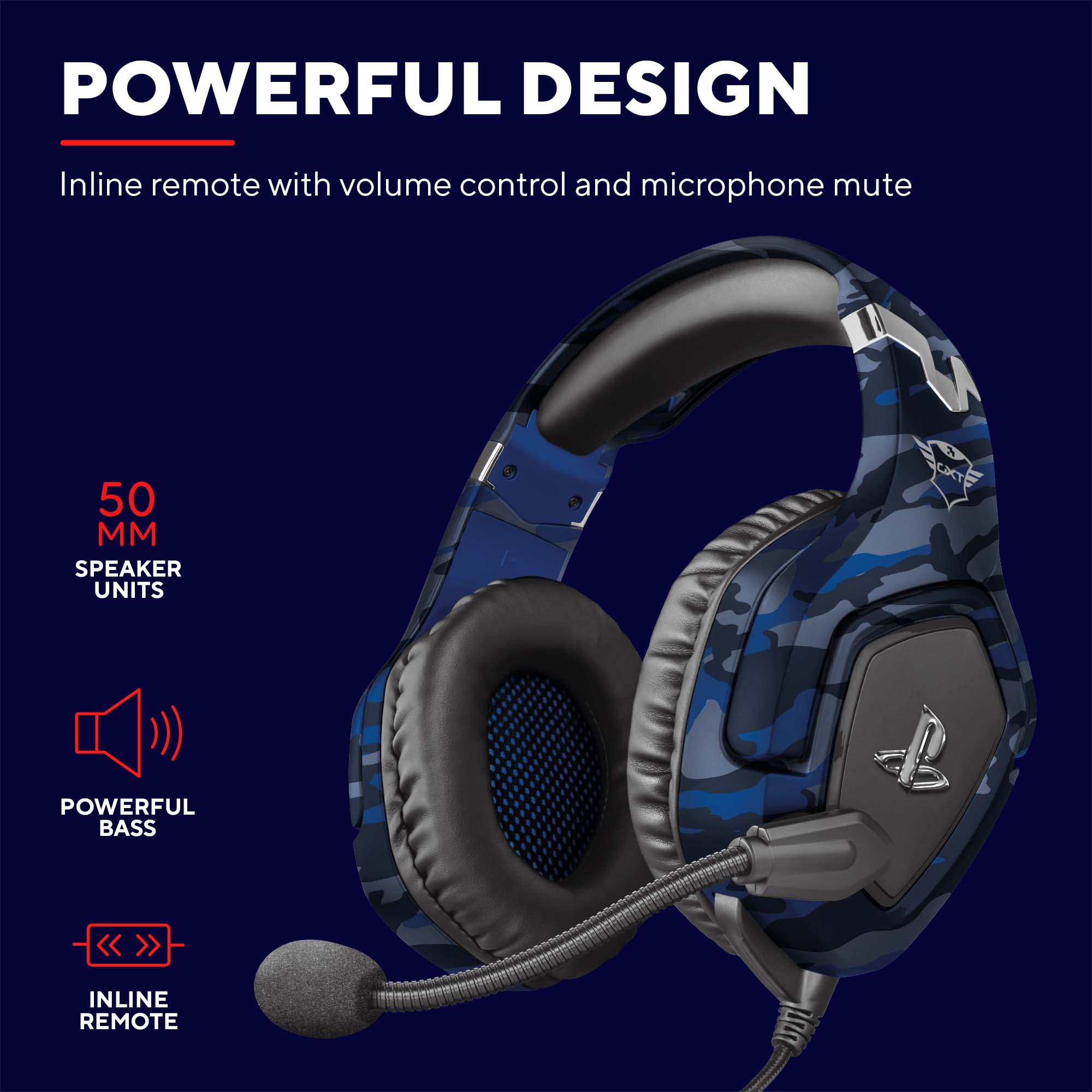 GXTrust GXT 488 Forze-B Gaming Headset - Officially Licensed for PS4/PS5 | 50mm Drivers | Blue 2