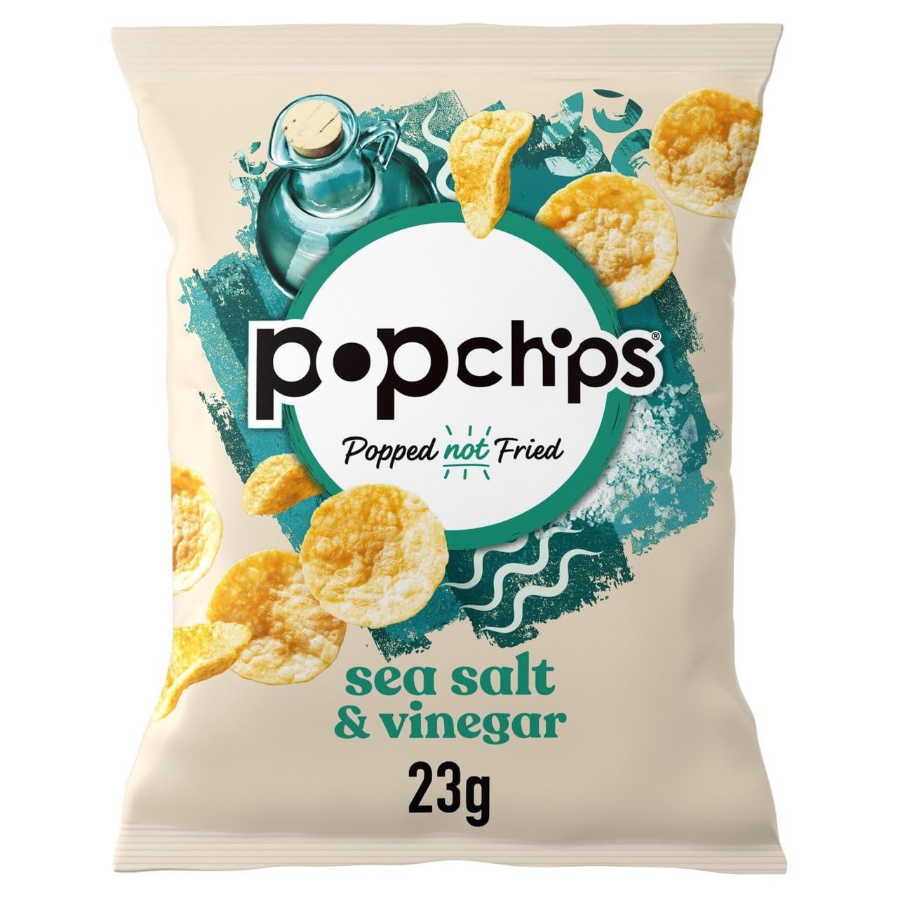 popchips Sea Salt & Vinegar Popped Potato Chips Multipack Box of 24 Single Servings (23g Each)