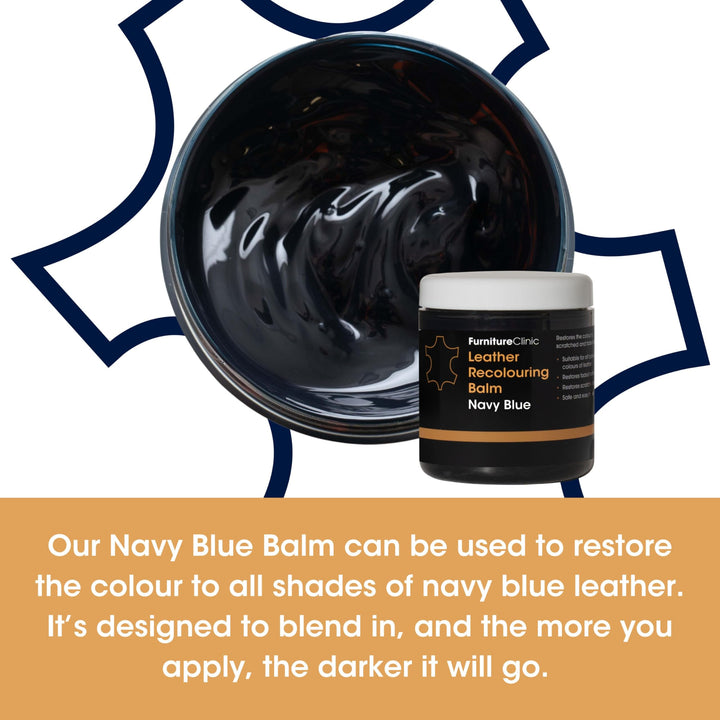 Furniture Clinic Leather Recolouring Balm - Navy Blue for Sofas, Car Seats & Shoes