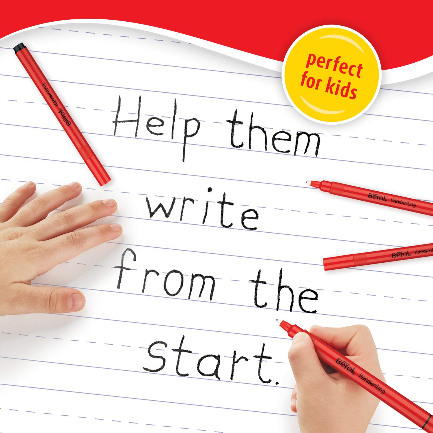 Berol Handwriting Pens | Round Shape is Easy to Hold | Washable Blue Ink | Bright Barrels | 2 Count 6