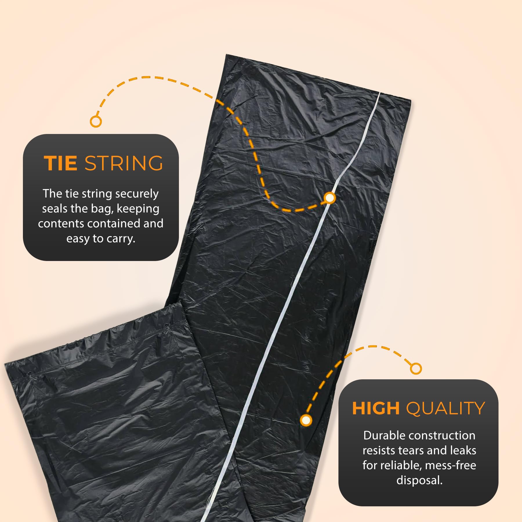 Roe Tenpo Heavy Duty Bin Liners - 50 Pack, 70L Capacity, 30 Micron Thick Plastic 6