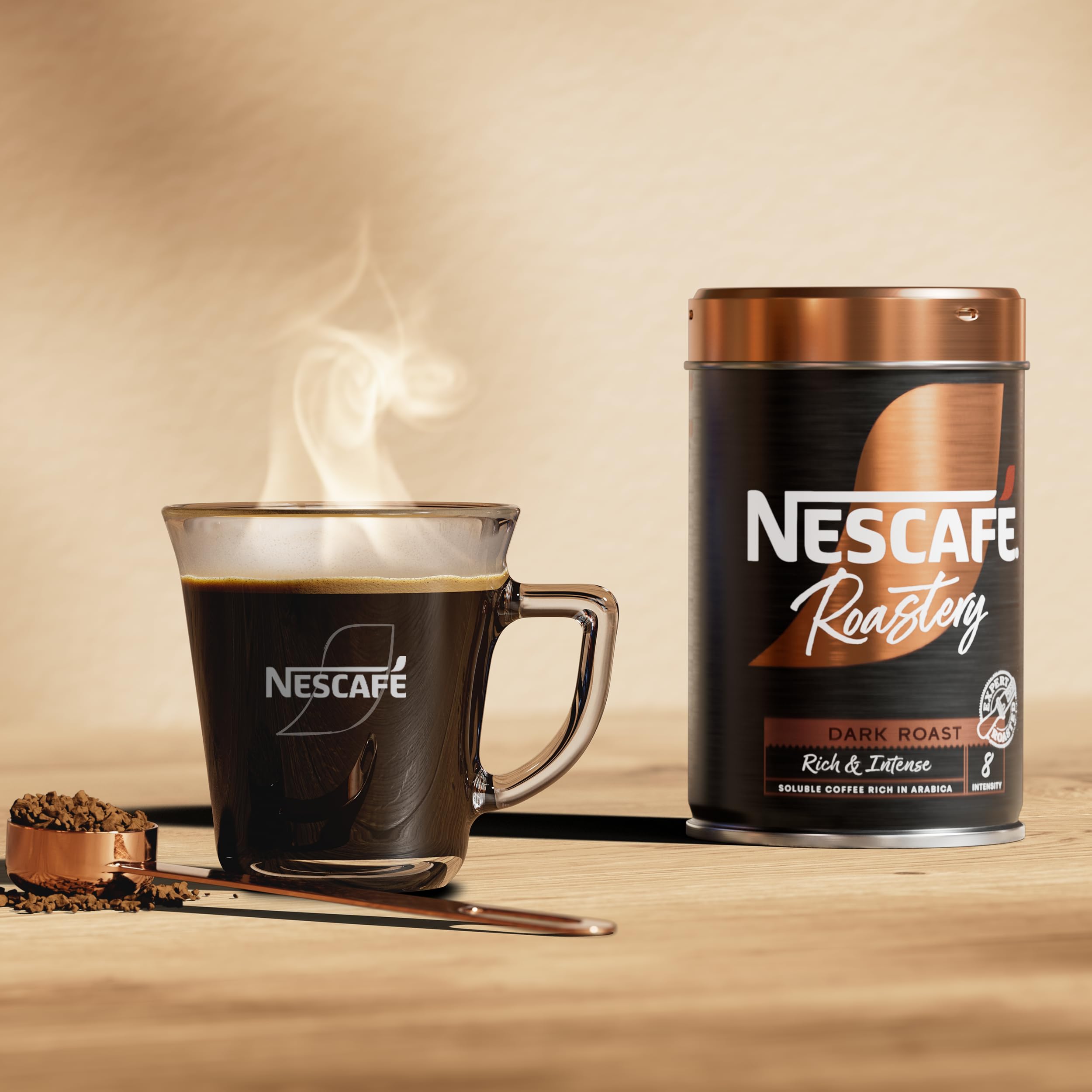 NESCAFÉ Roastery Dark Gold Blend Roast Premium Instant Coffee, 95g Tin, Dark Chocolate & Roasted Nut Notes 3