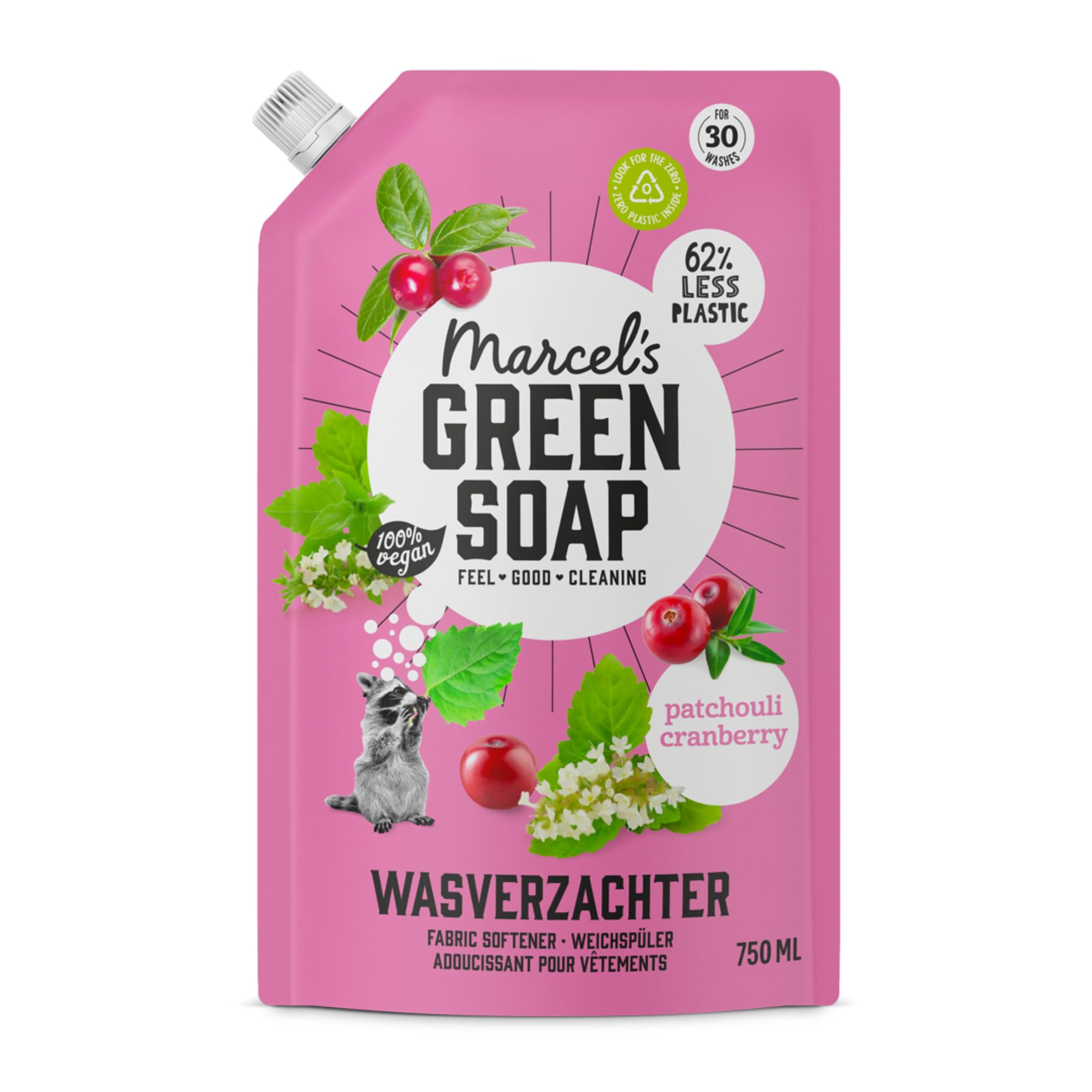 Marcel's Green Soap Fabric Softener Refill - Patchouli & Cranberry Scent - 750 ml 1
