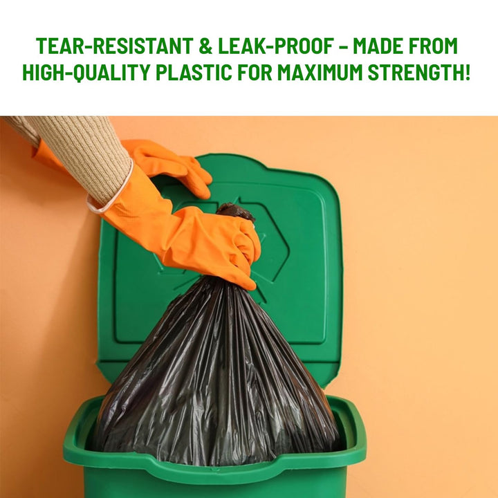 Delka Heavy Duty Black Bin Bags – 25 Micron Extra Strong Leak-Proof Garbage Liners – 25 Pack