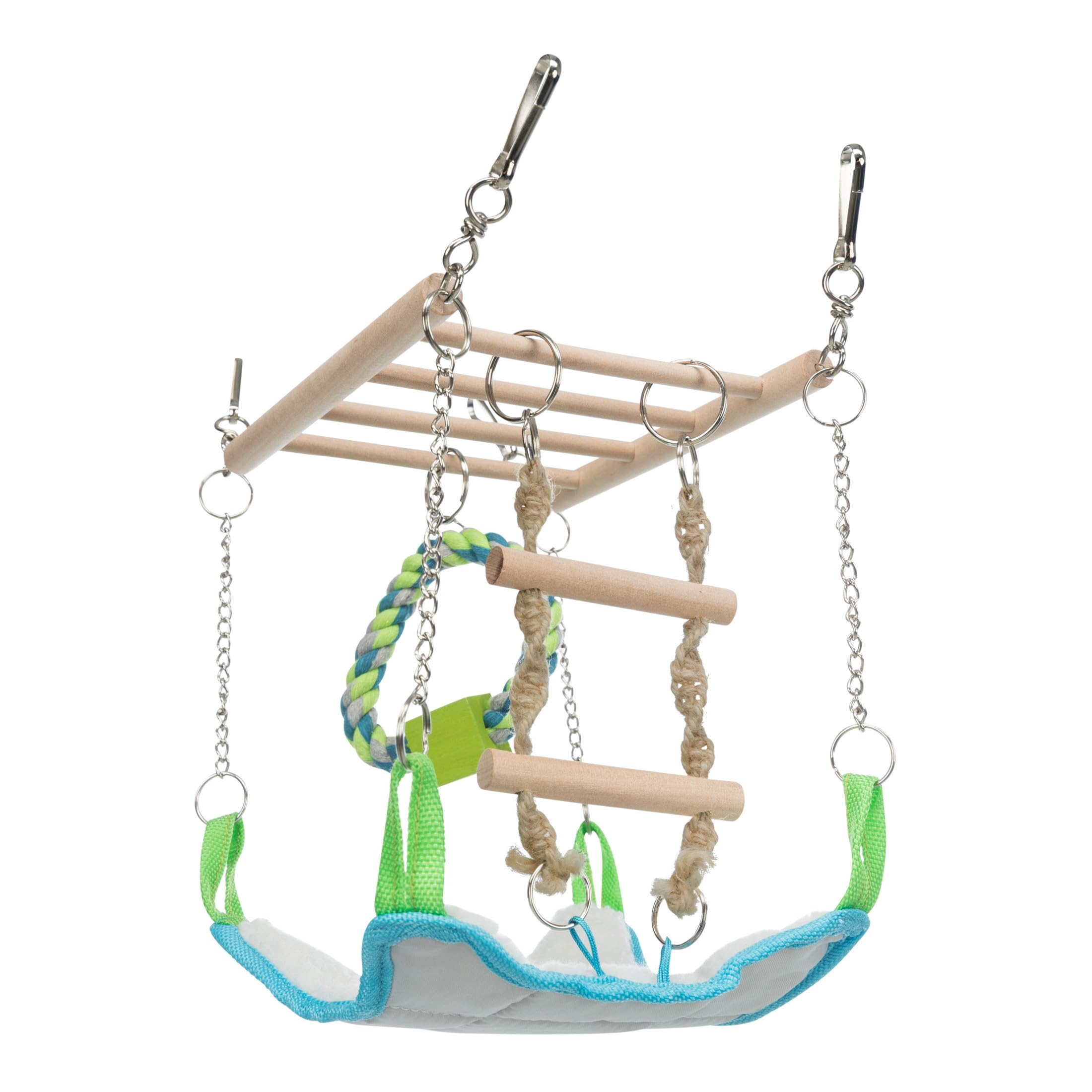 TRIXIE Suspension Bridge with Hammock for Mice & Hamsters | Wooden Ladder & Rope Ring | 17 x 22 x 15 cm 6