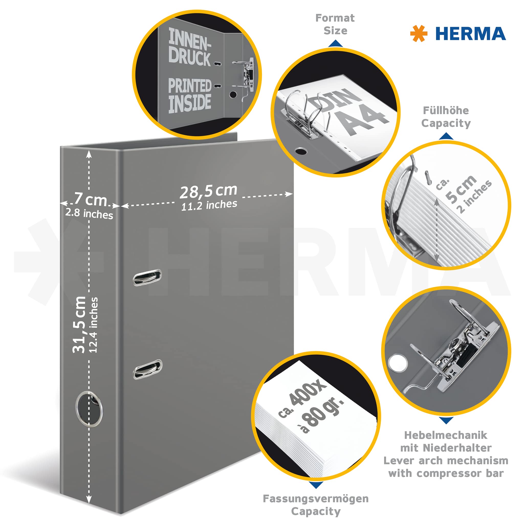 HERMA 19556 Ring Binder - A4, 70mm Wide, Cherry Blossom Motif | Cardboard Metal 5
