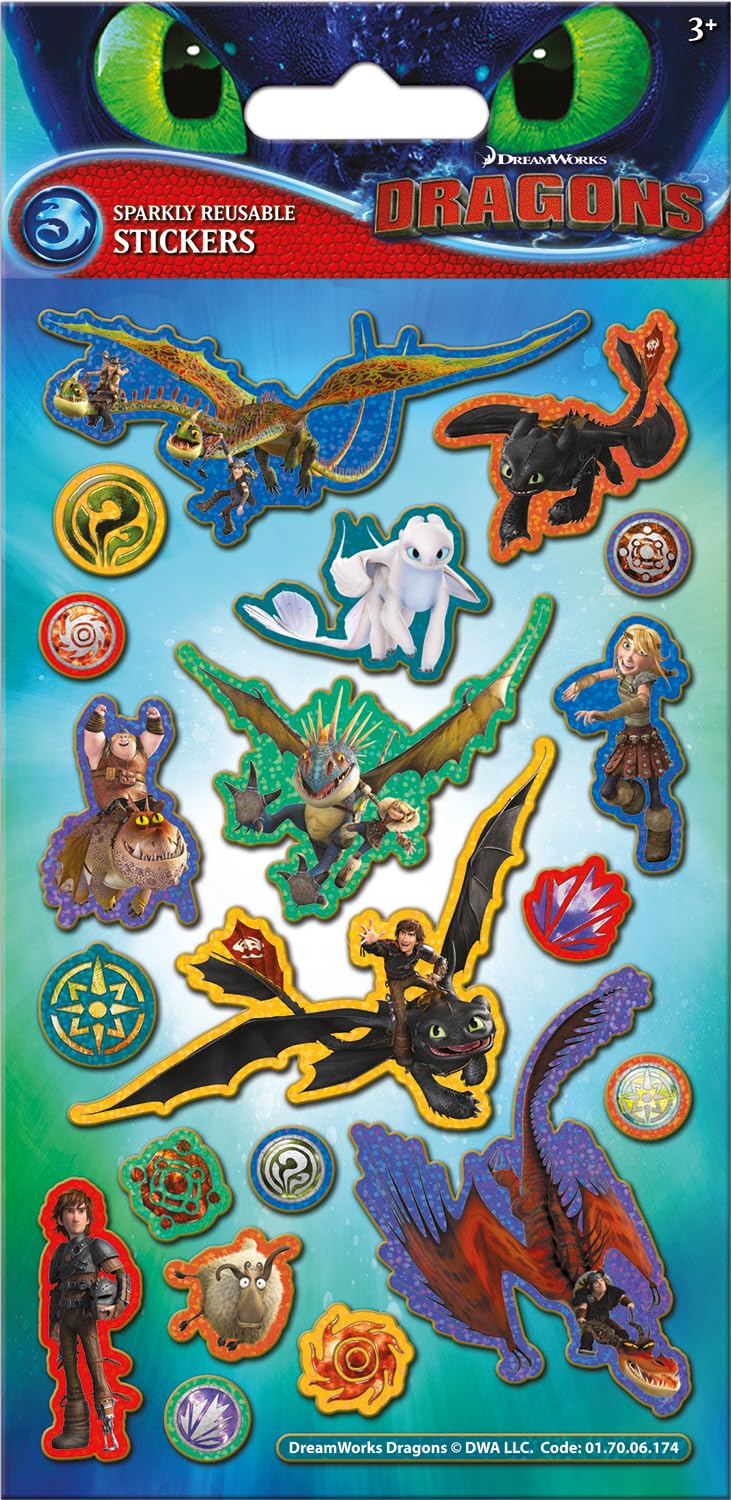 Paper Projects DreamWorks Dragons Sparkly Reusable Stickers | Arts & Crafts 1
