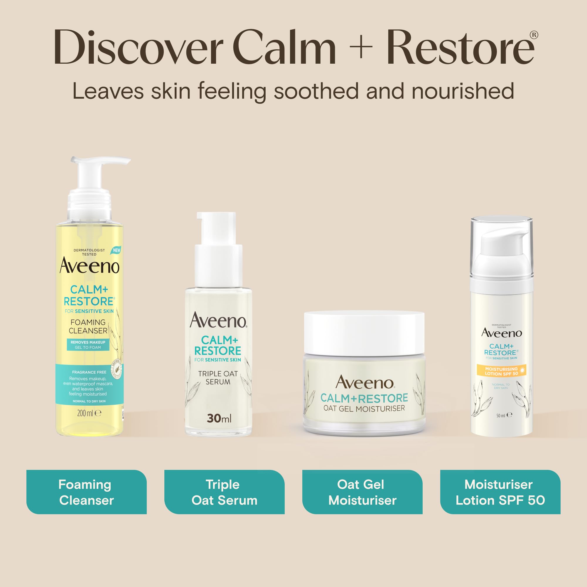 Aveeno CALM+RESTORE Moisturising Lotion SPF 50 - Hydrates & Soothes Sensitive Skin | 50ml 8