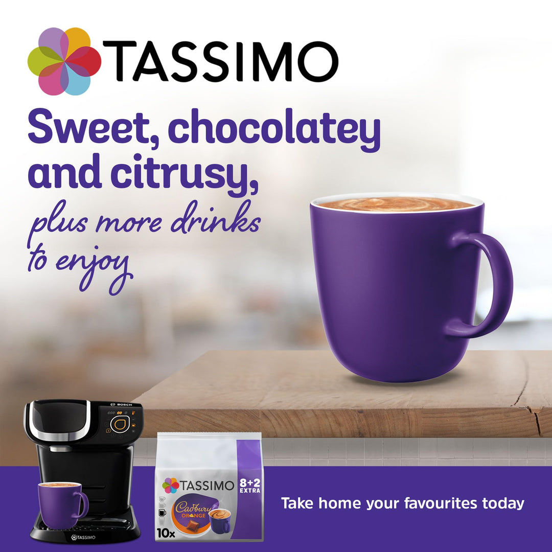 Cadbury Orange Hot Chocolate Tassimo Pods x50 (Pack of 5) - Rich Cocoa & Citrus Blend