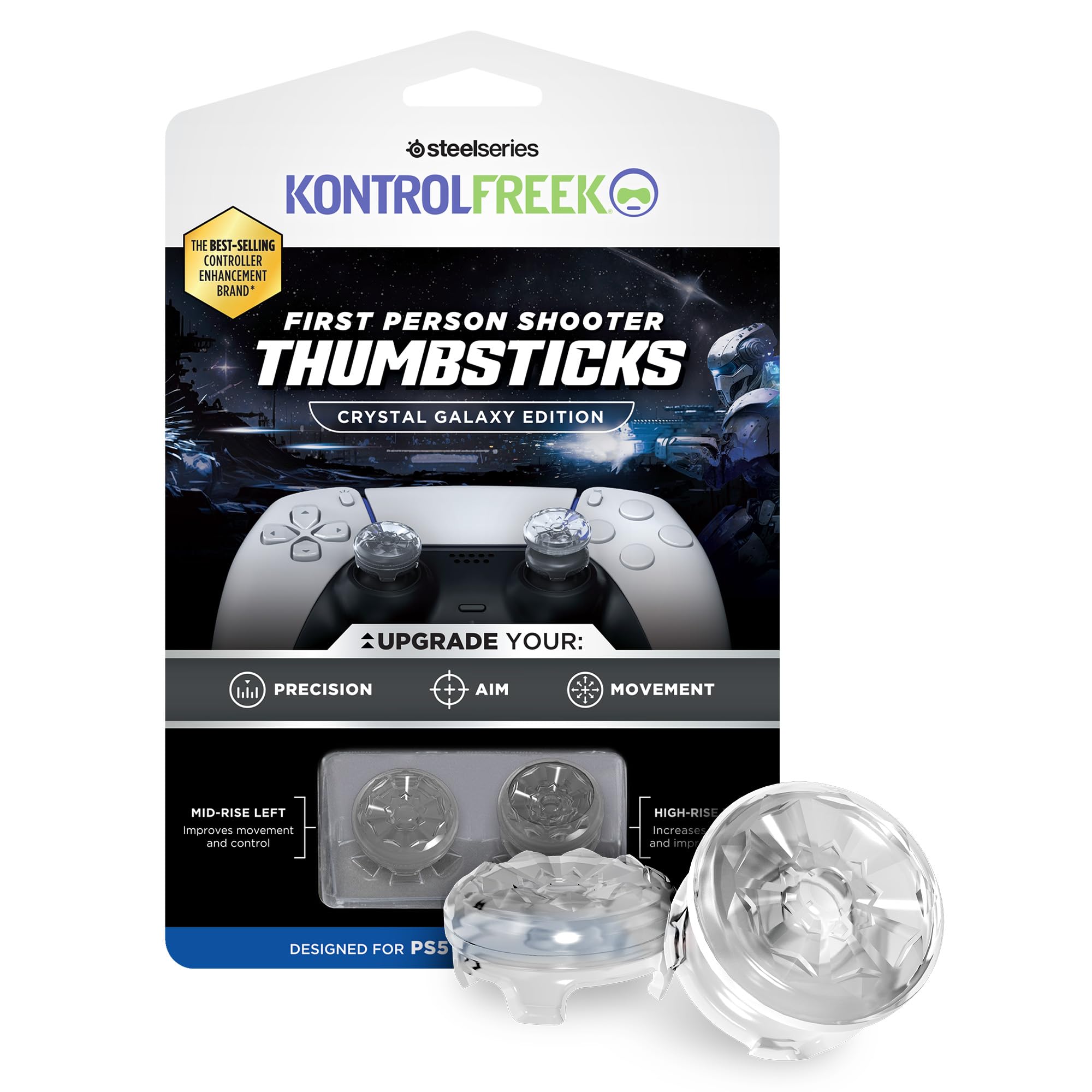 KontrolFreek FPS Freek Galaxy Crystal Thumb Grips for PS4 & PS5 | Dual-Height Precision