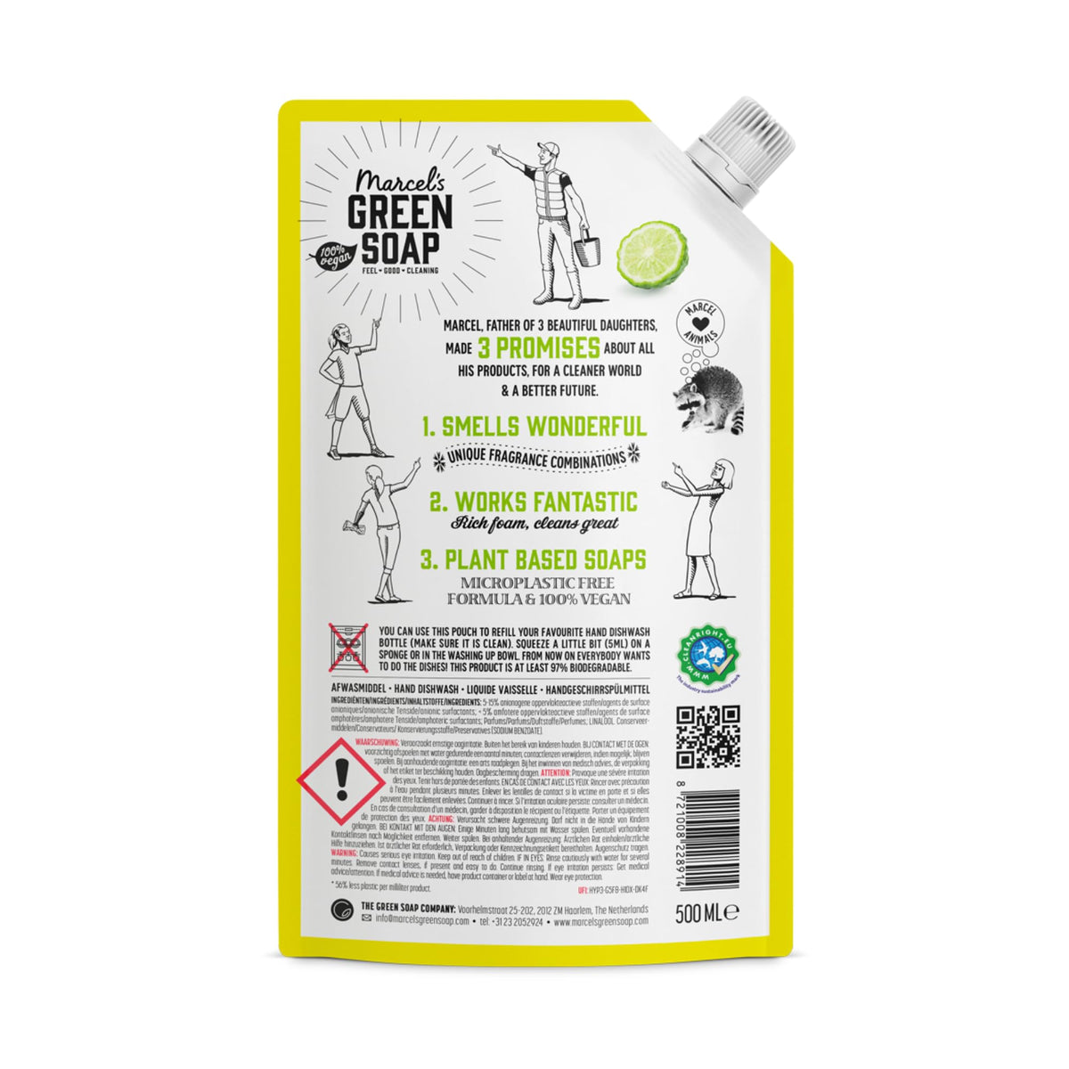 Marcel's Green Soap Washing-Up Liquid Lemon & Bergamot Refill - 2 x 500 ml