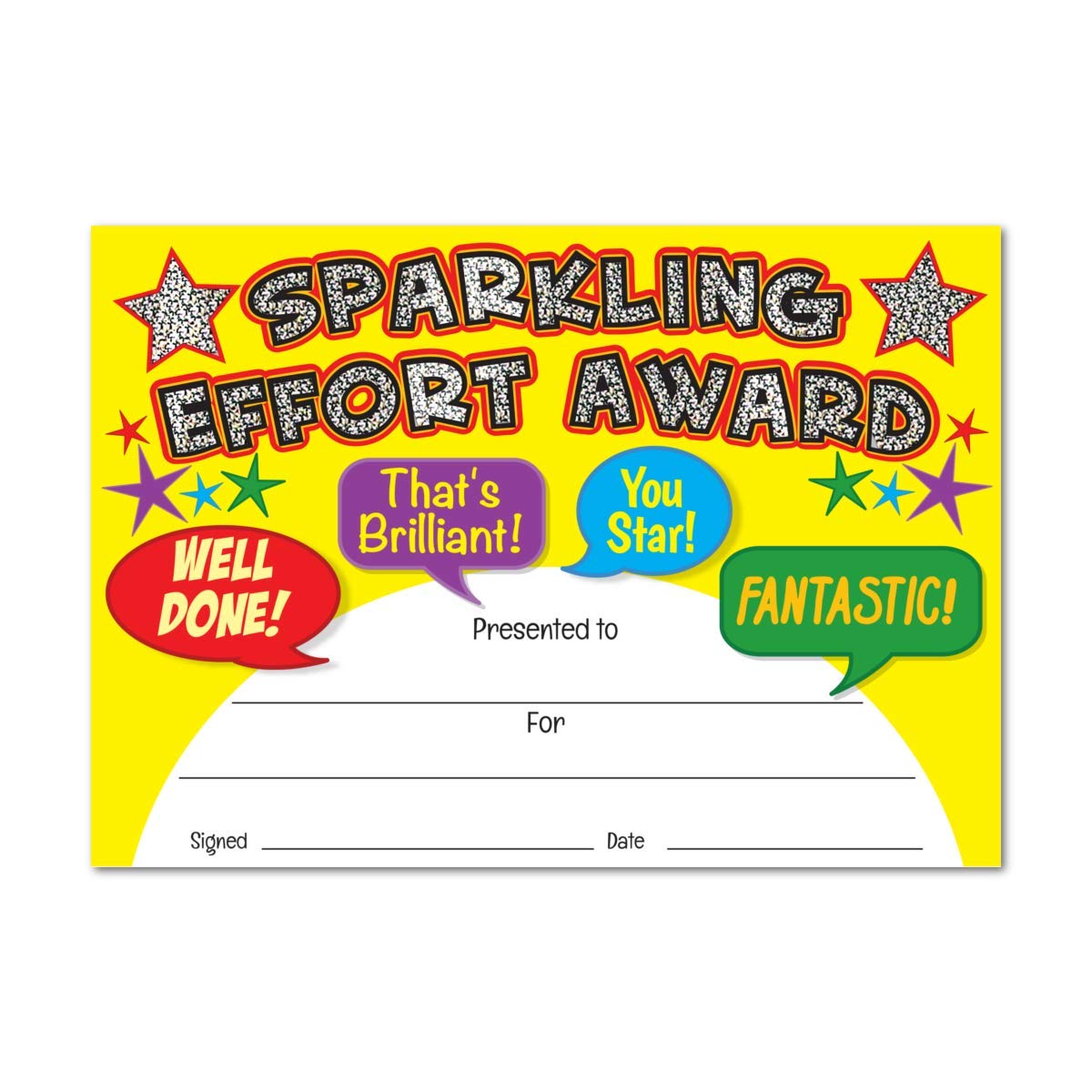 SuperStickers Sparkling Effort Award Certificates - Pack of 20 | A5 Size | Mixed Color