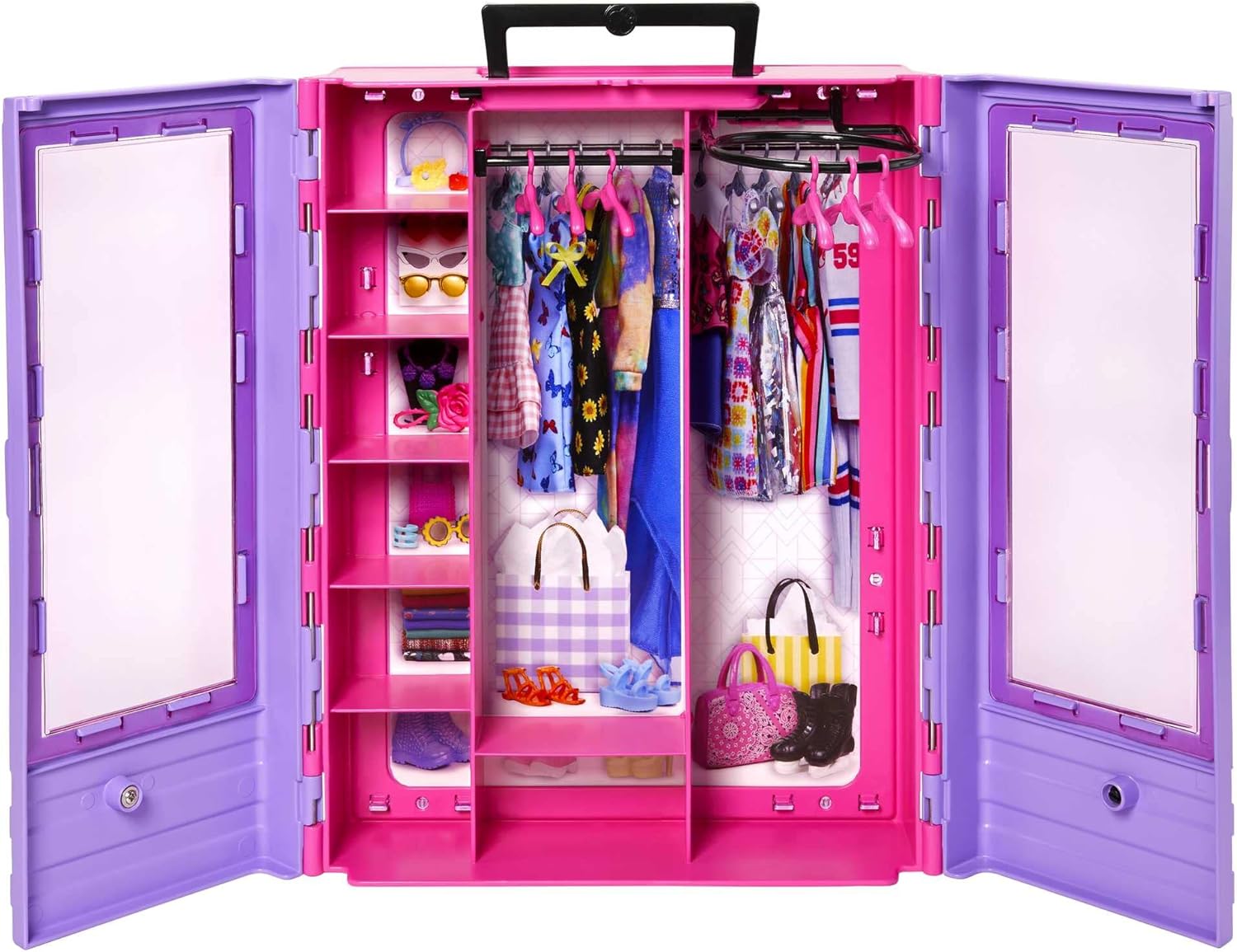 Barbie Fashionistas Ultimate Closet Playset - Portable Doll Closet with Translucent Doors & 6 Hangers 2