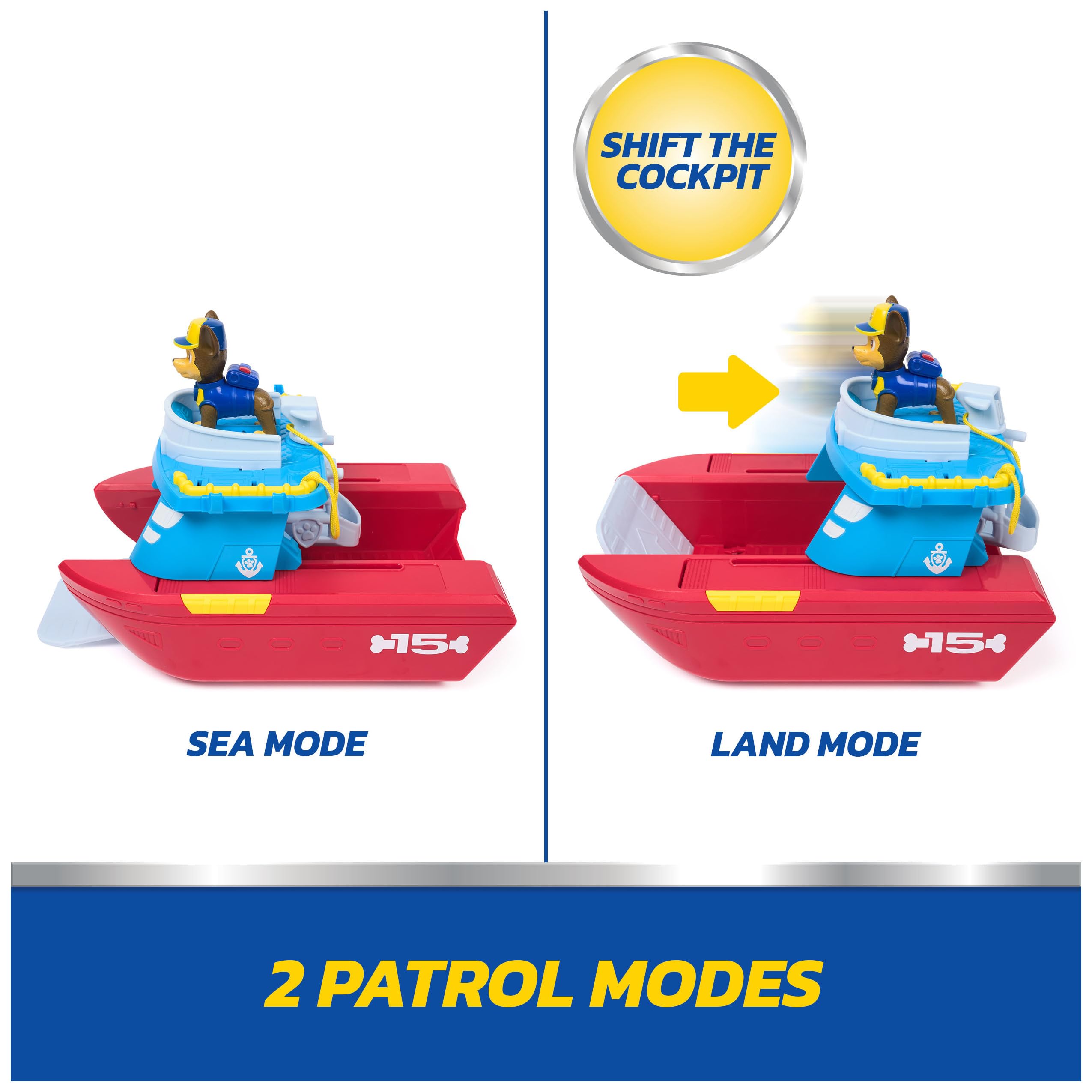 Paw Patrol Sea Patroller Vehicle with Chase and Shark Figure | 2 Patrol Modes | Multicolor 4