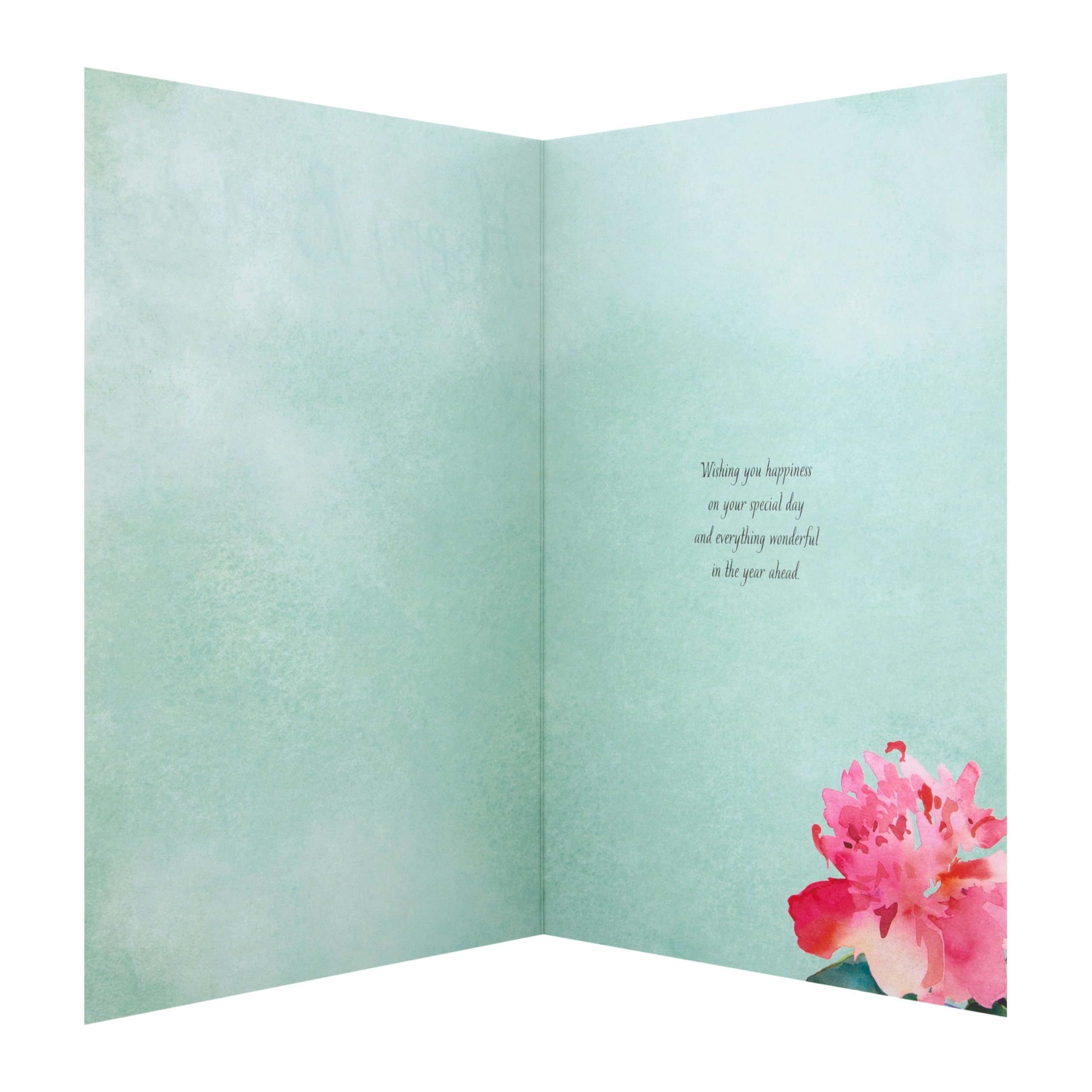Hallmark Birthday Card - Classic Watercolour Floral Design for Women | Gold Foil Details | 22.8cm x 15.9cm