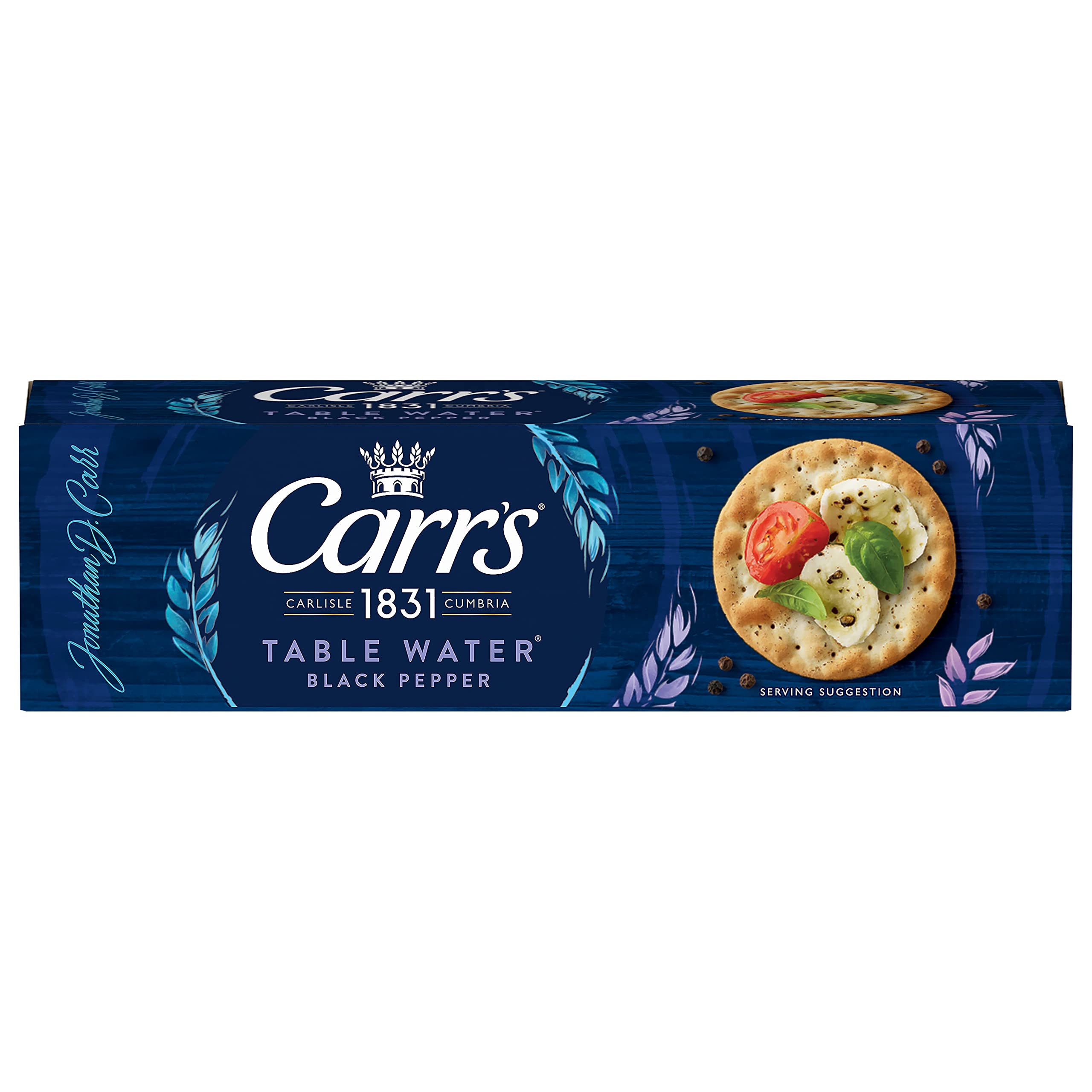 Carr's Table Water Crackers with Cracked Black Pepper - Crisp & Light Texture | 125g 1