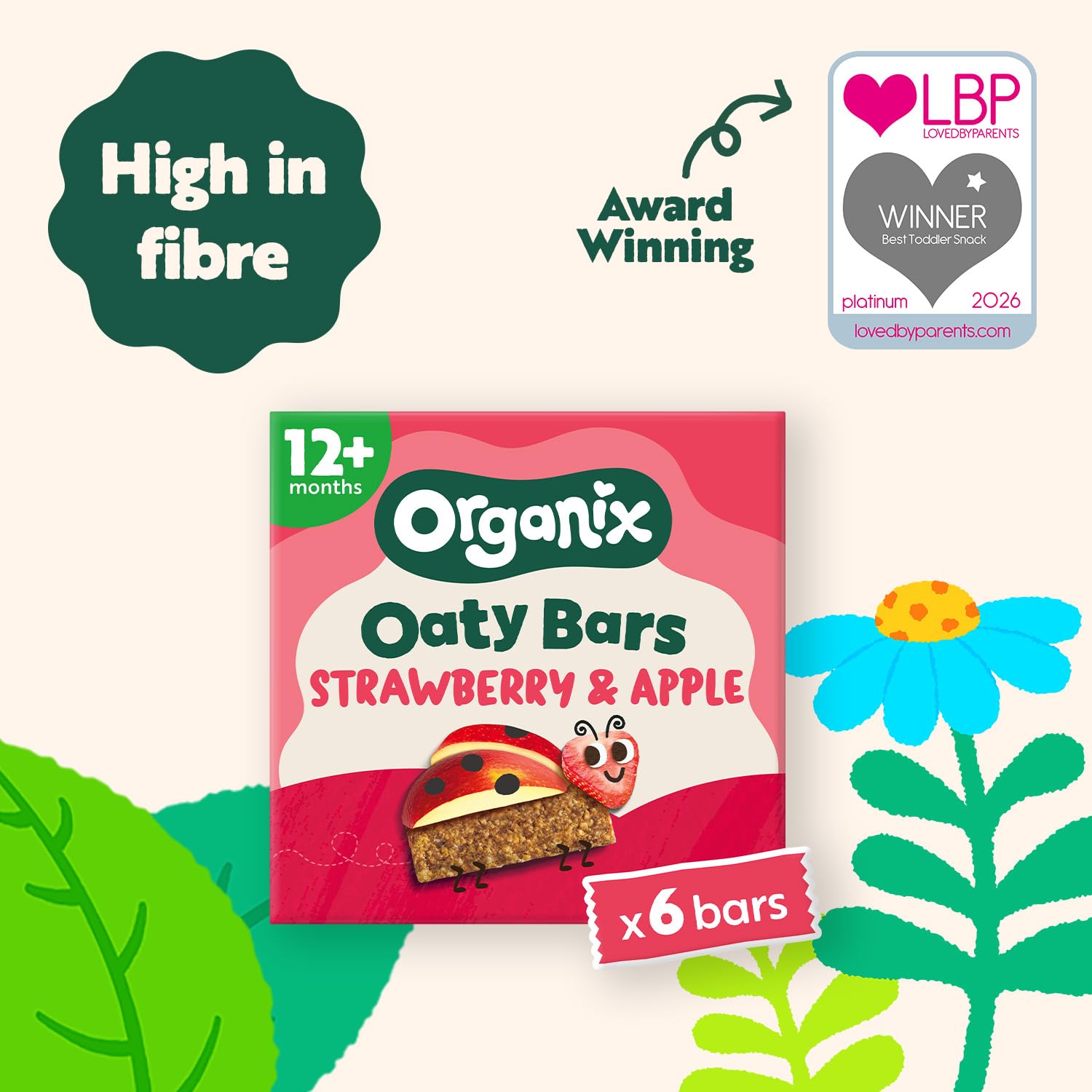 Organix Strawberry & Apple Organic Oaty Snack Bars - 6 Boxes of 6 x 23g 3