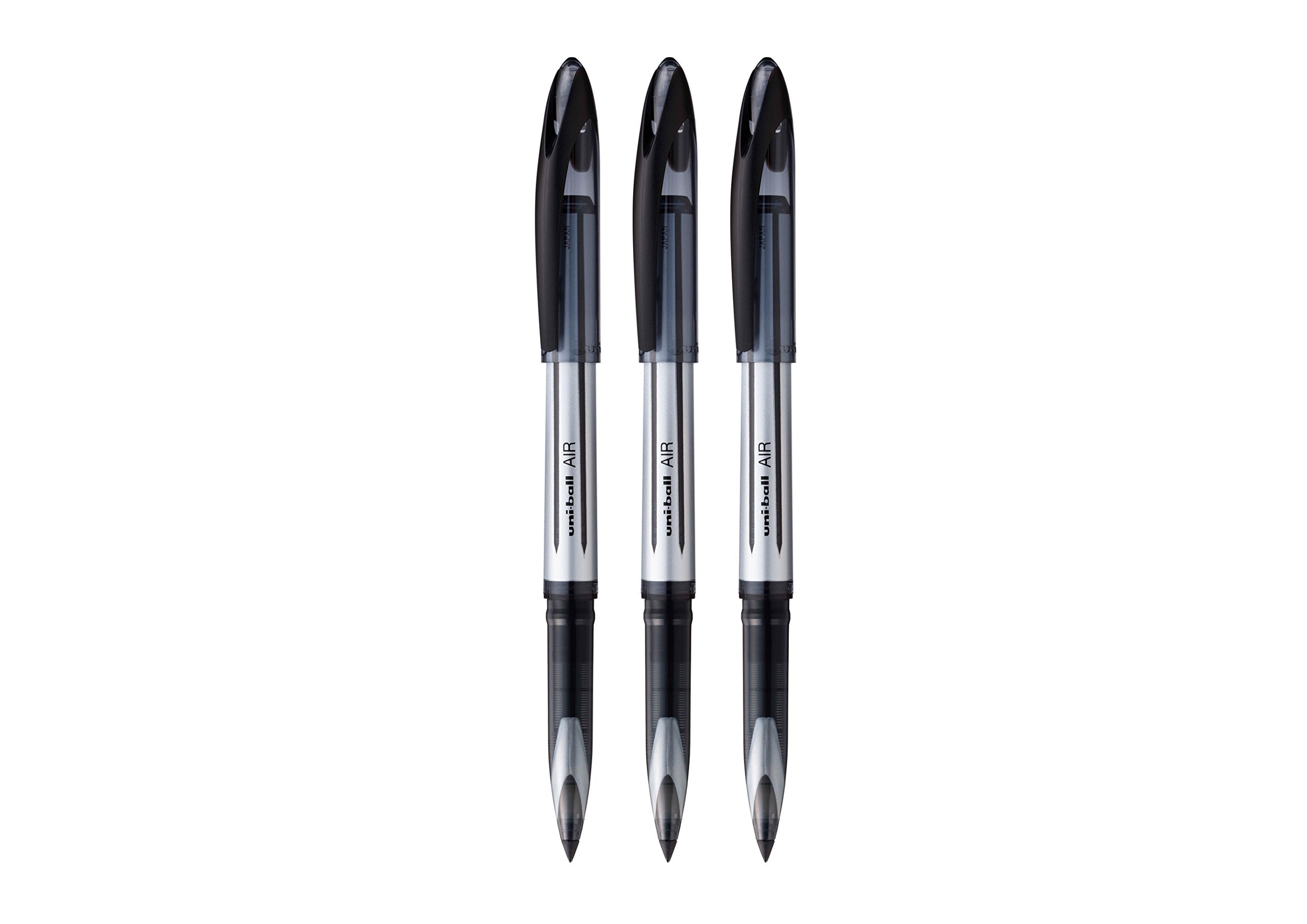 uni-ball Air Rollerball Pens - Smooth Fountain Pen Feel | 0.7mm Medium Nib | Black Ink | 3 Pack