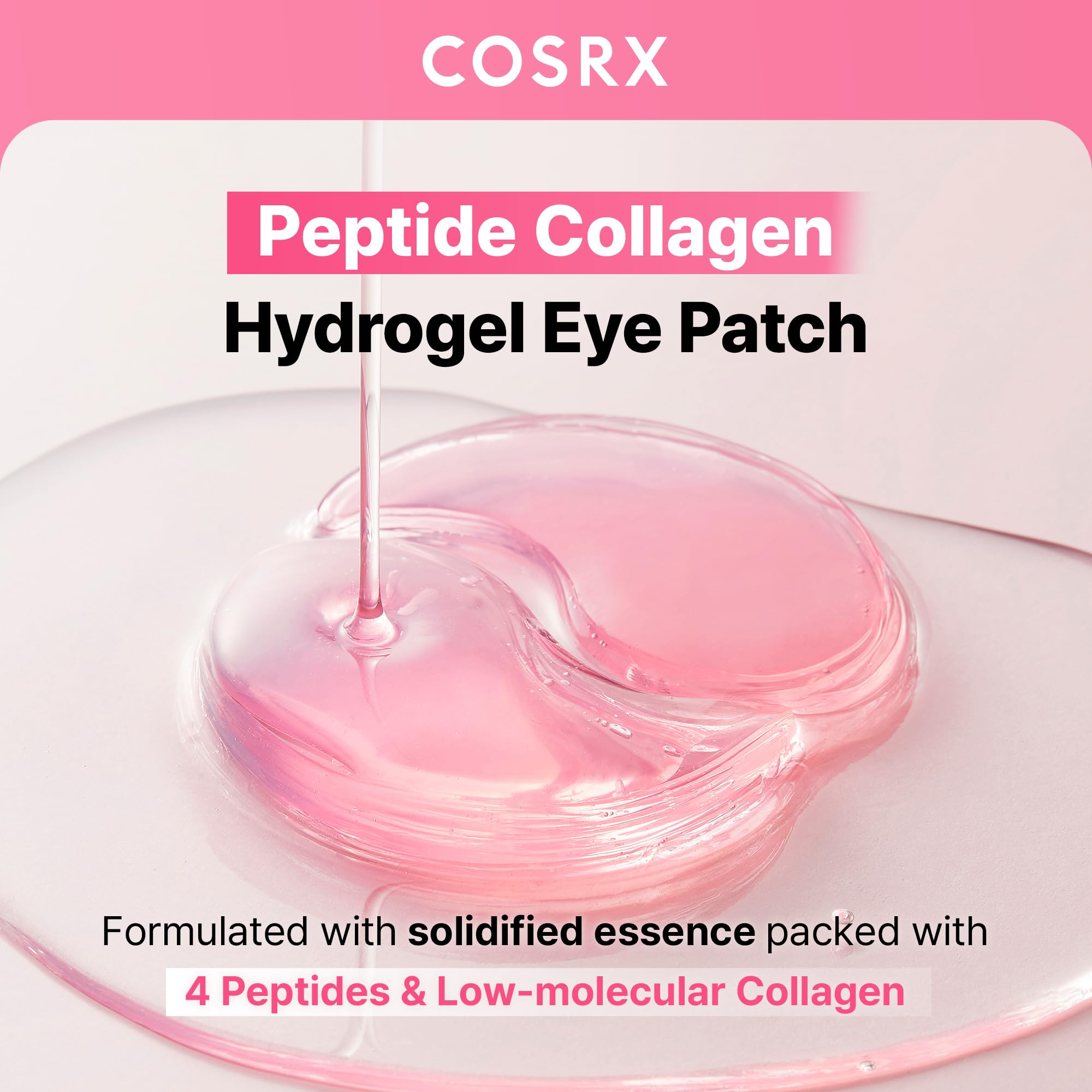 COSRX Pink Peptide Collagen Hydrogel Eye Patches - Reduces Puffiness & Fine Lines | 60 Count 2