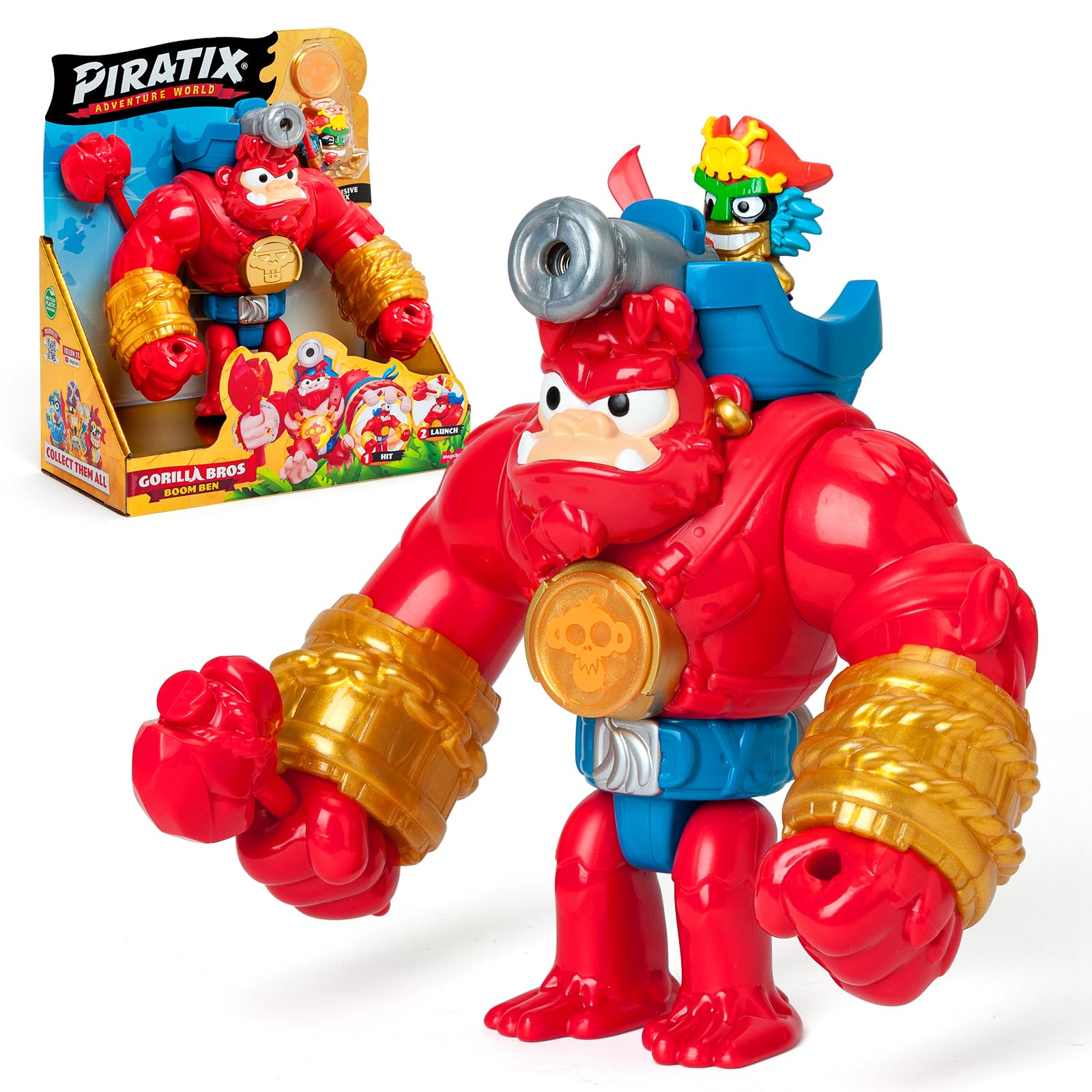 PIRATIX ADVENTURE WORLD Boom Ben Articulated Gorilla Playset | Includes Captain Jambo & Captain Bantu Figures