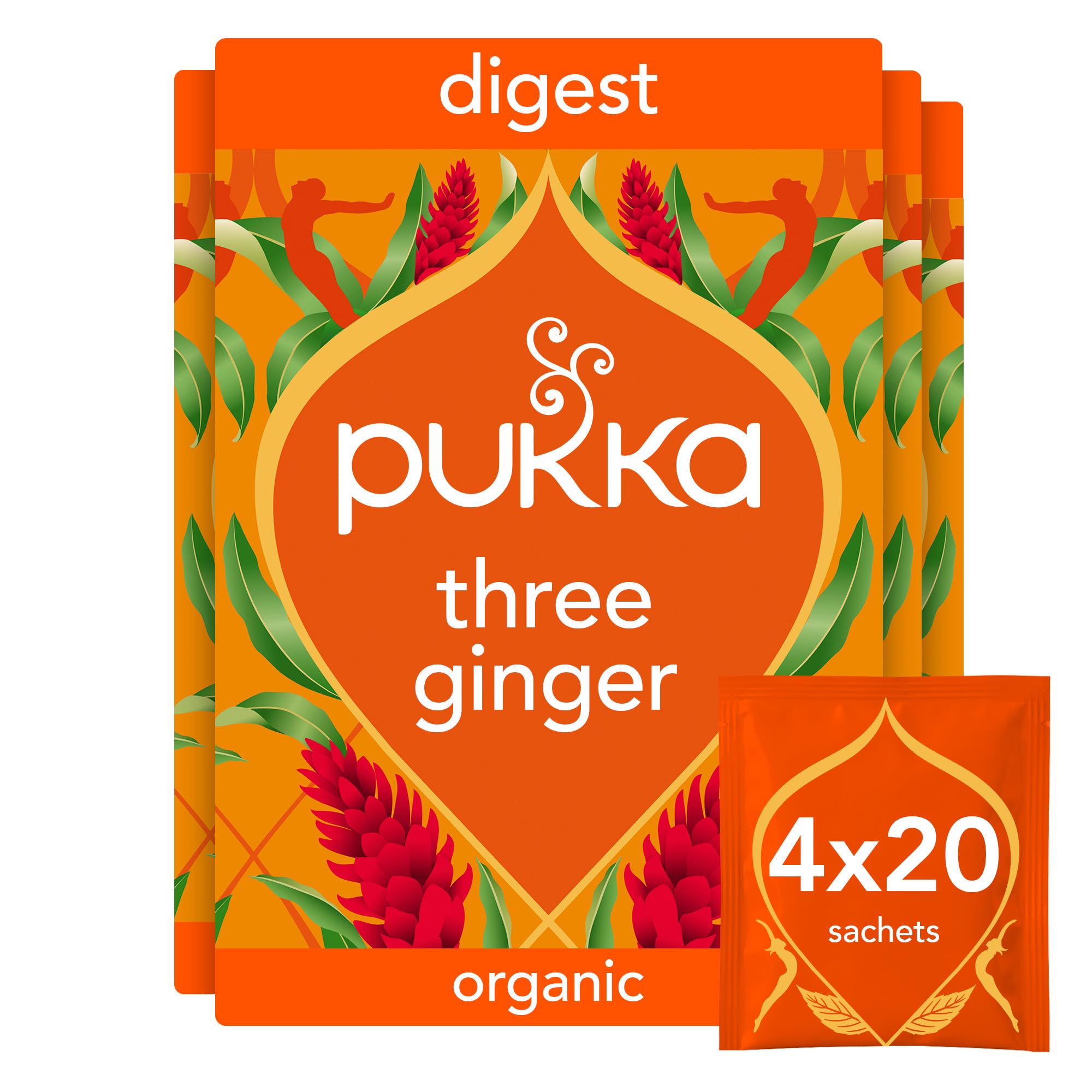Pukka Herbs Three Ginger Organic Herbal Tea - 80 Count (Pack of 4) | Aids Digestion | Caffeine-Free 1