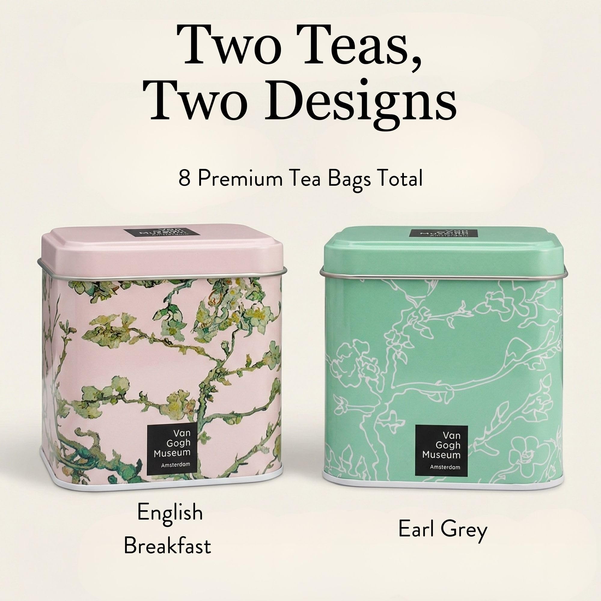BEAMS INTERNATIONAL Van Gogh Museum Tea Caddy Tin Gift Set - 8 Tea Bags, Almond Blossom Artwork 4