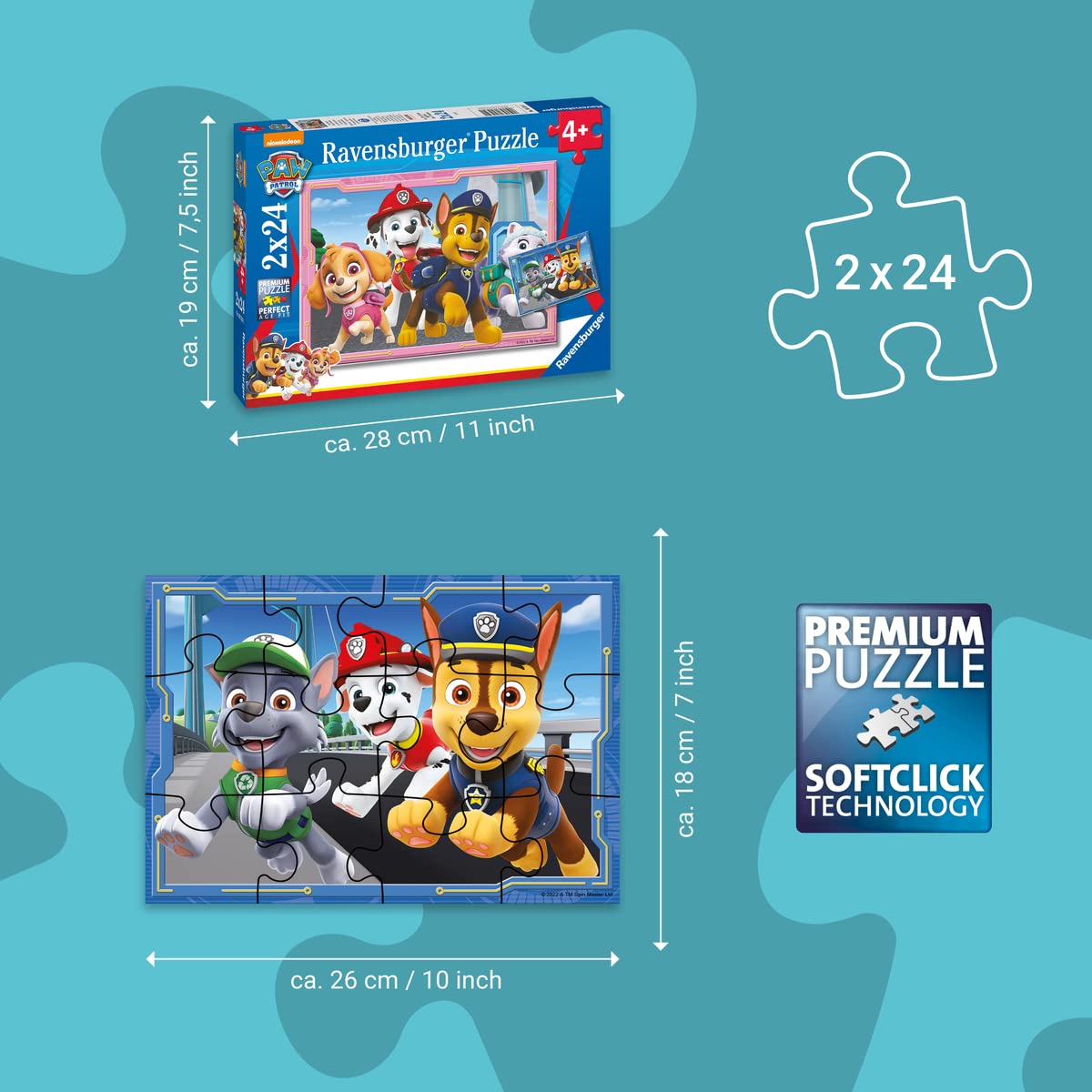 Ravensburger Paw Patrol 2x 24 Piece Jigsaw Puzzles for Kids Age 4+ | FSC Certified 4