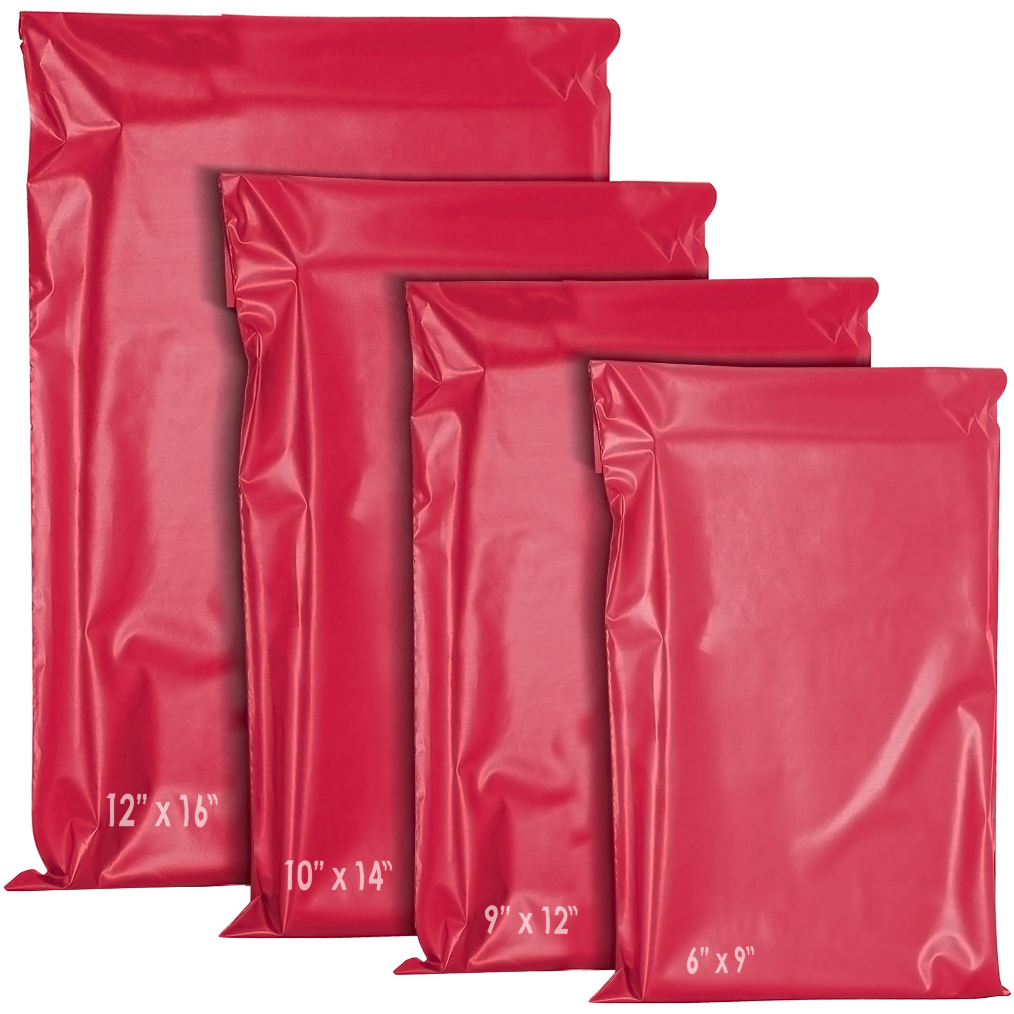 YUNJU 60 Mixed Size Plastic Mail Bags - Self-Seal, Waterproof, Non-Transparent | 6x9 to 12x16 Inch