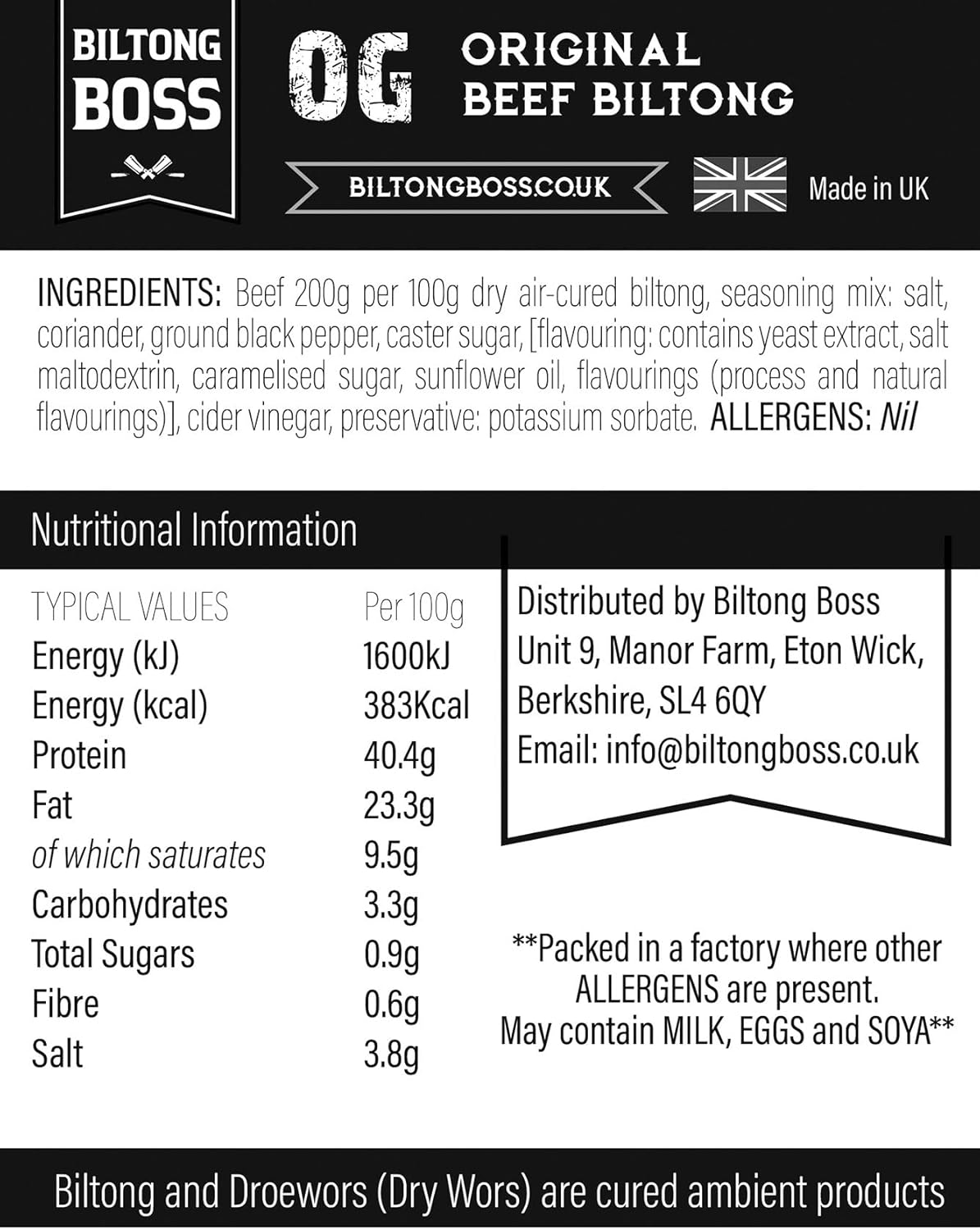Biltong Boss - Original Boss Beef Biltong High Protein Snack 200g 2