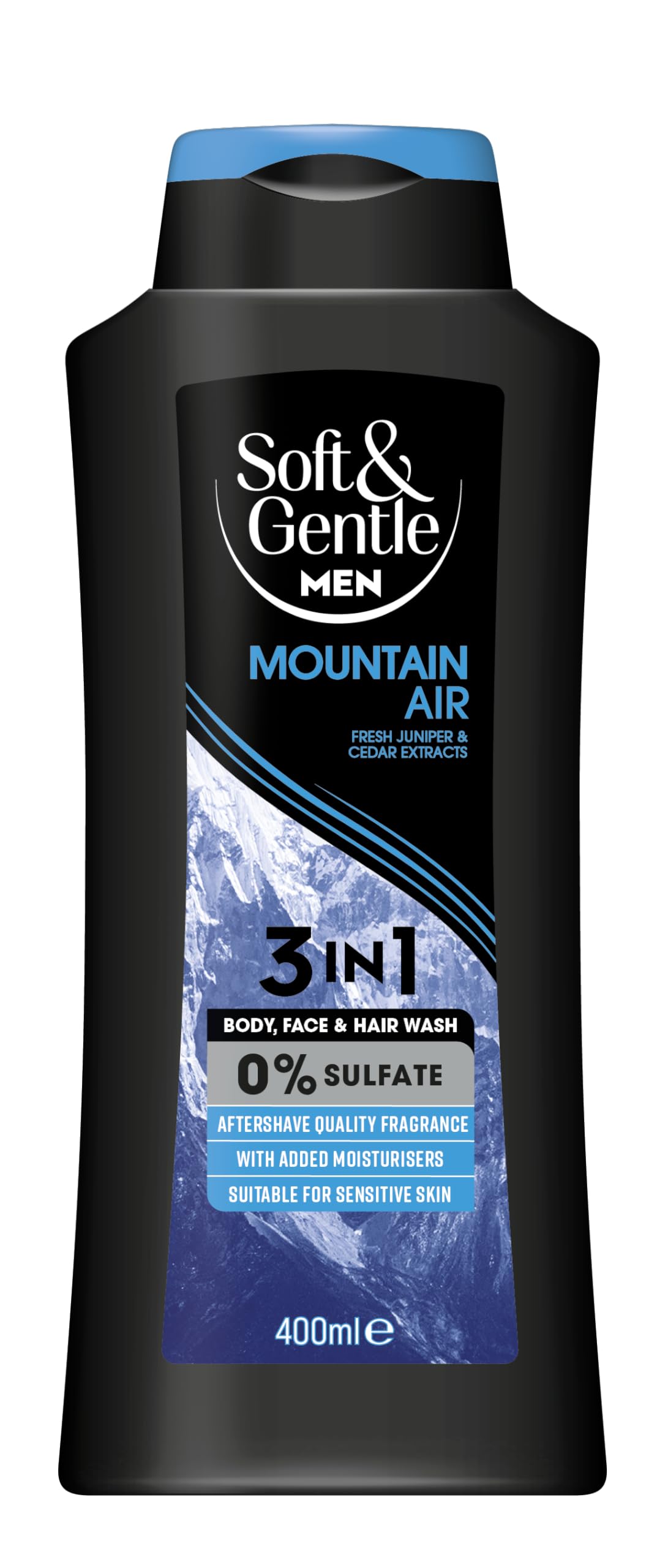 Soft & Gentle Men Mountain Air 3 in 1 Sulfate Free Shower Gel | 400ml | Dermatologist Approved