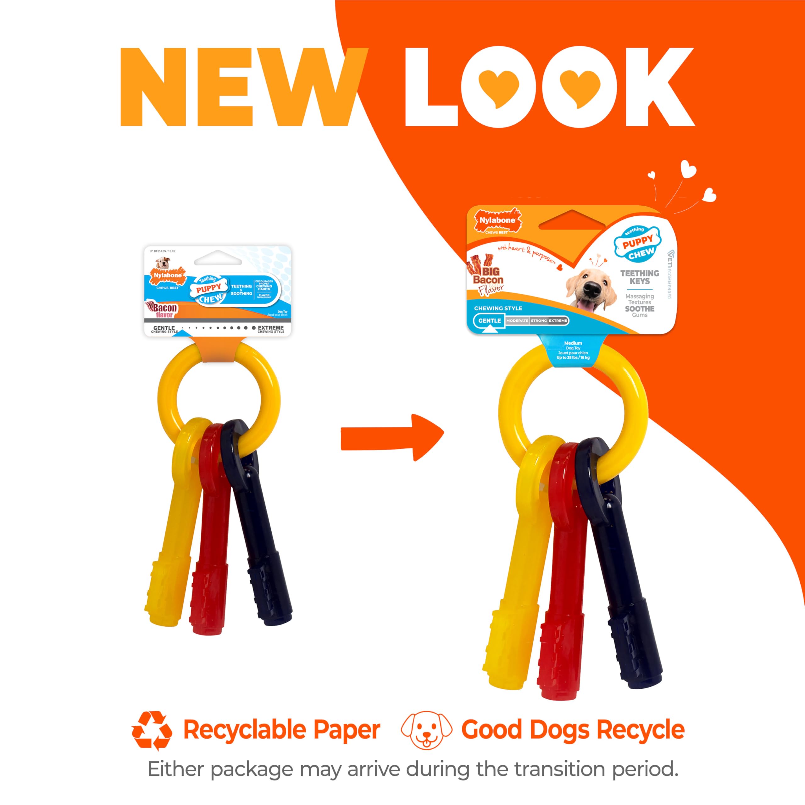 Nylabone Just For Puppies Key Ring Bone Chew Toy - Bacon Flavour, Medium, for Puppies up to 16kg 3